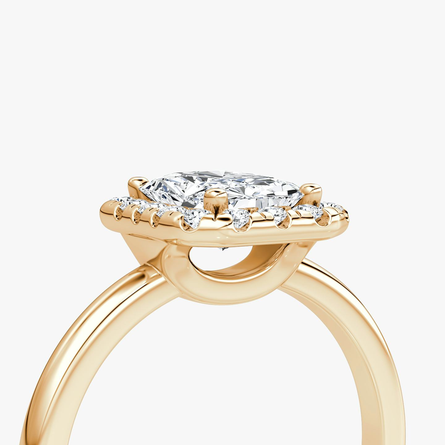 The Halo | Radiant | 14k | 14k Rose Gold | Halo: Large | Band: Plain | Diamond orientation: vertical | Carat weight: See full inventory