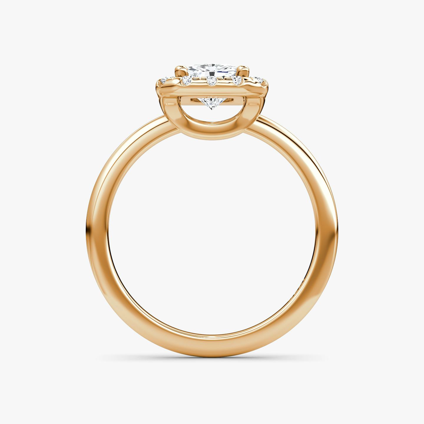 The Halo | Radiant | 14k | 14k Rose Gold | Halo: Large | Band: Plain | Diamond orientation: vertical | Carat weight: See full inventory