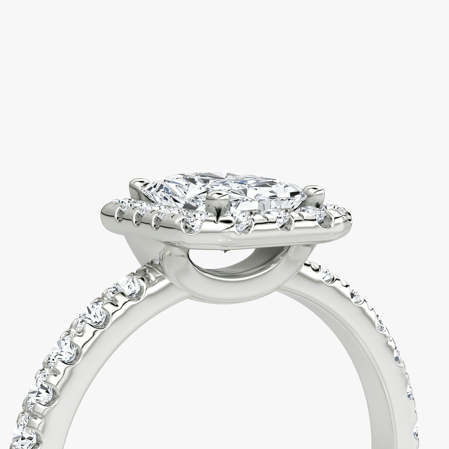 The Halo | Radiant | 18k | 18k White Gold | Halo: Large | Band: Pavé | Diamond orientation: vertical | Carat weight: See full inventory