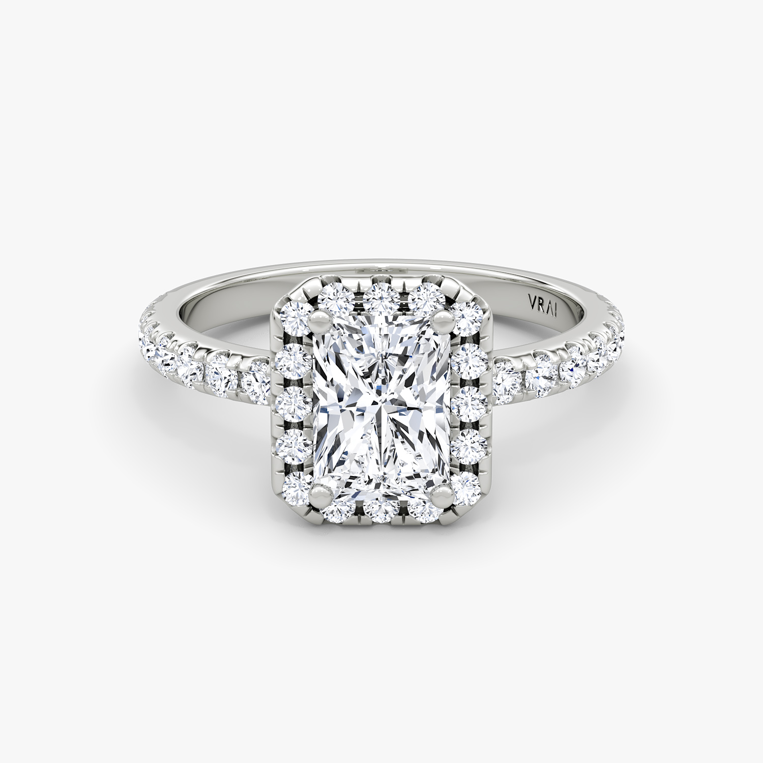Radiant Halo 18k White Gold Ring