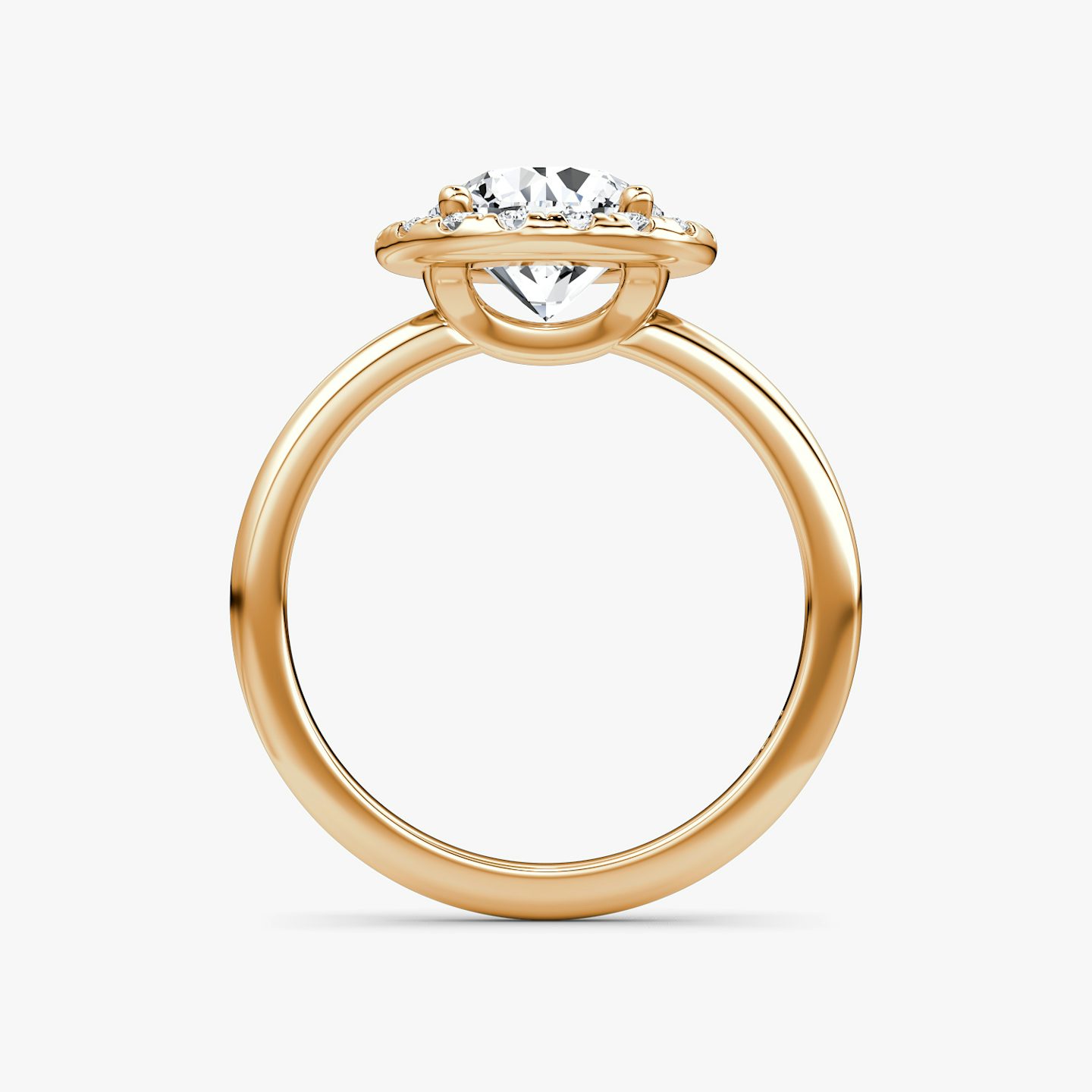 The Halo | Round Brilliant | 14k | 14k Rose Gold | Halo: Large | Band: Plain | Carat weight: See full inventory | Diamond orientation: vertical