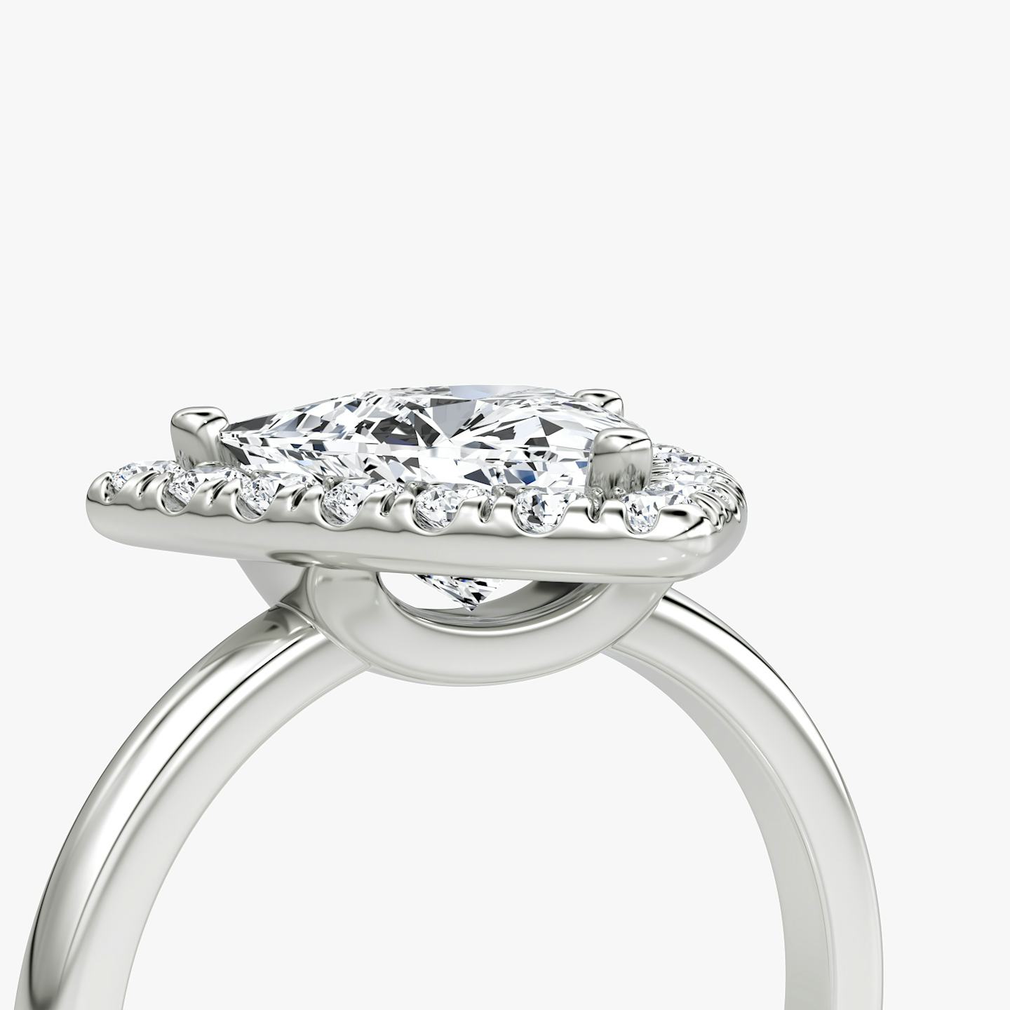 The Halo | Trillion | 18k | 18k White Gold | Halo: Large | Band: Plain | Diamond orientation: vertical | Carat weight: See full inventory