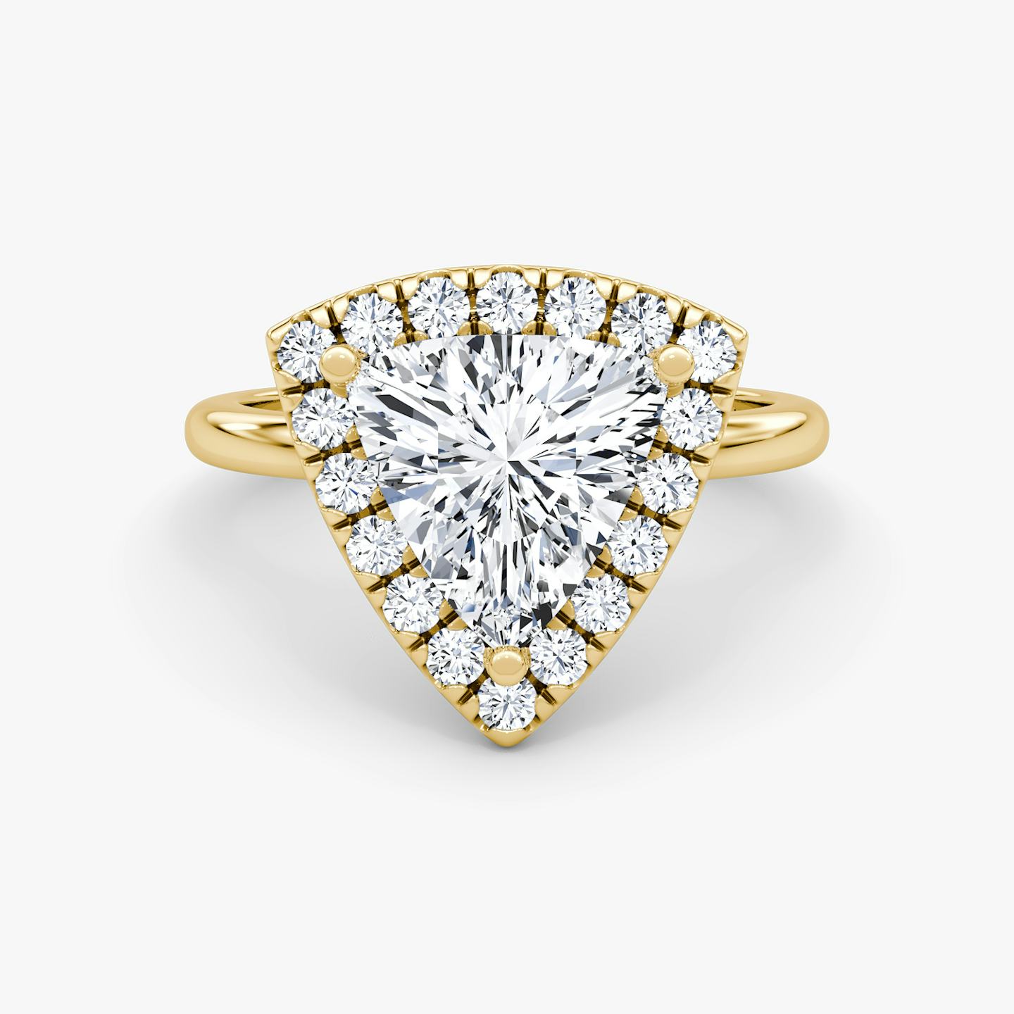 The Halo | Trillion | 18k | 18k Yellow Gold | Halo: Large | Band: Plain | Diamond orientation: vertical | Carat weight: See full inventory