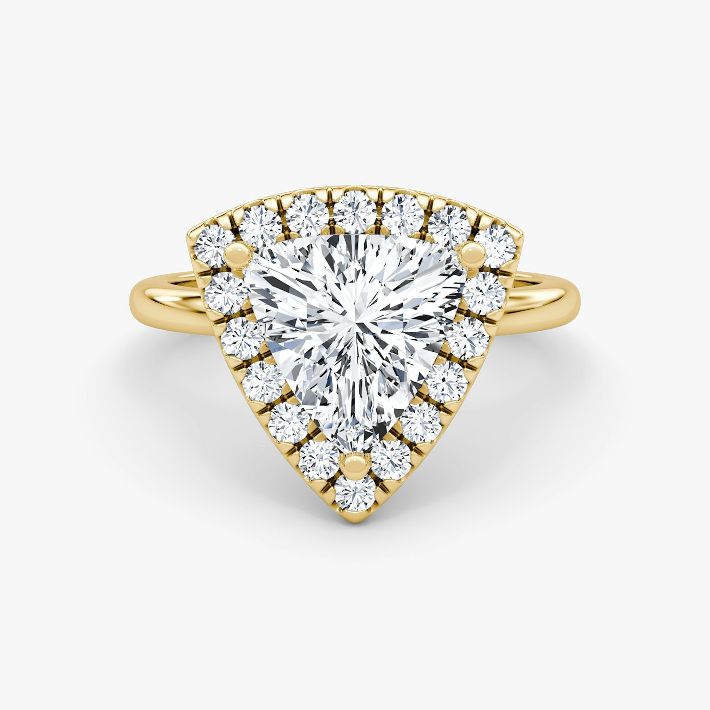 The Halo | Trillion | 18k | 18k Yellow Gold | Halo: Large | Band: Plain | Diamond orientation: vertical | Carat weight: See full inventory