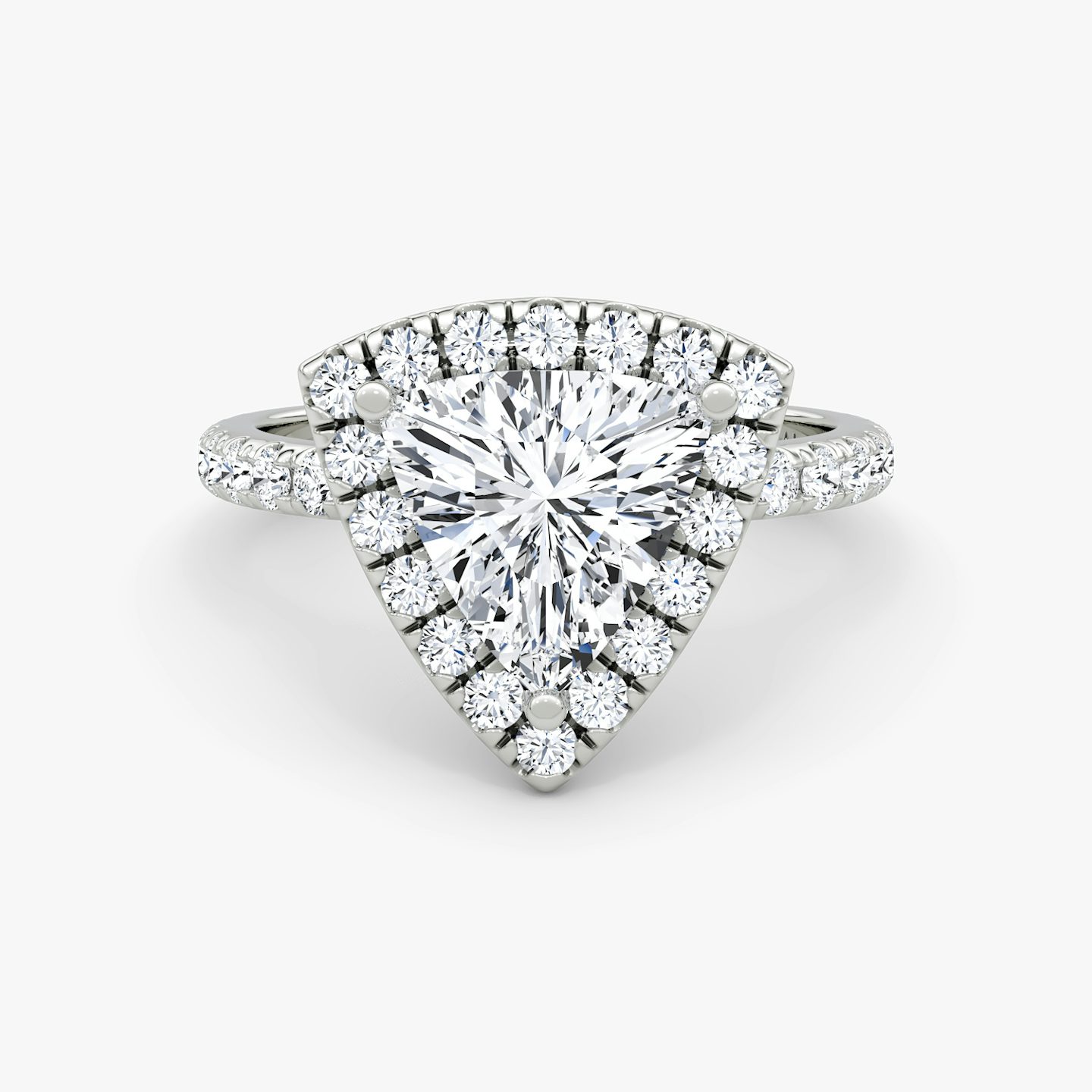 The Halo | Trillion | Platinum | Halo: Large | Band: Pavé | Diamond orientation: vertical | Carat weight: See full inventory