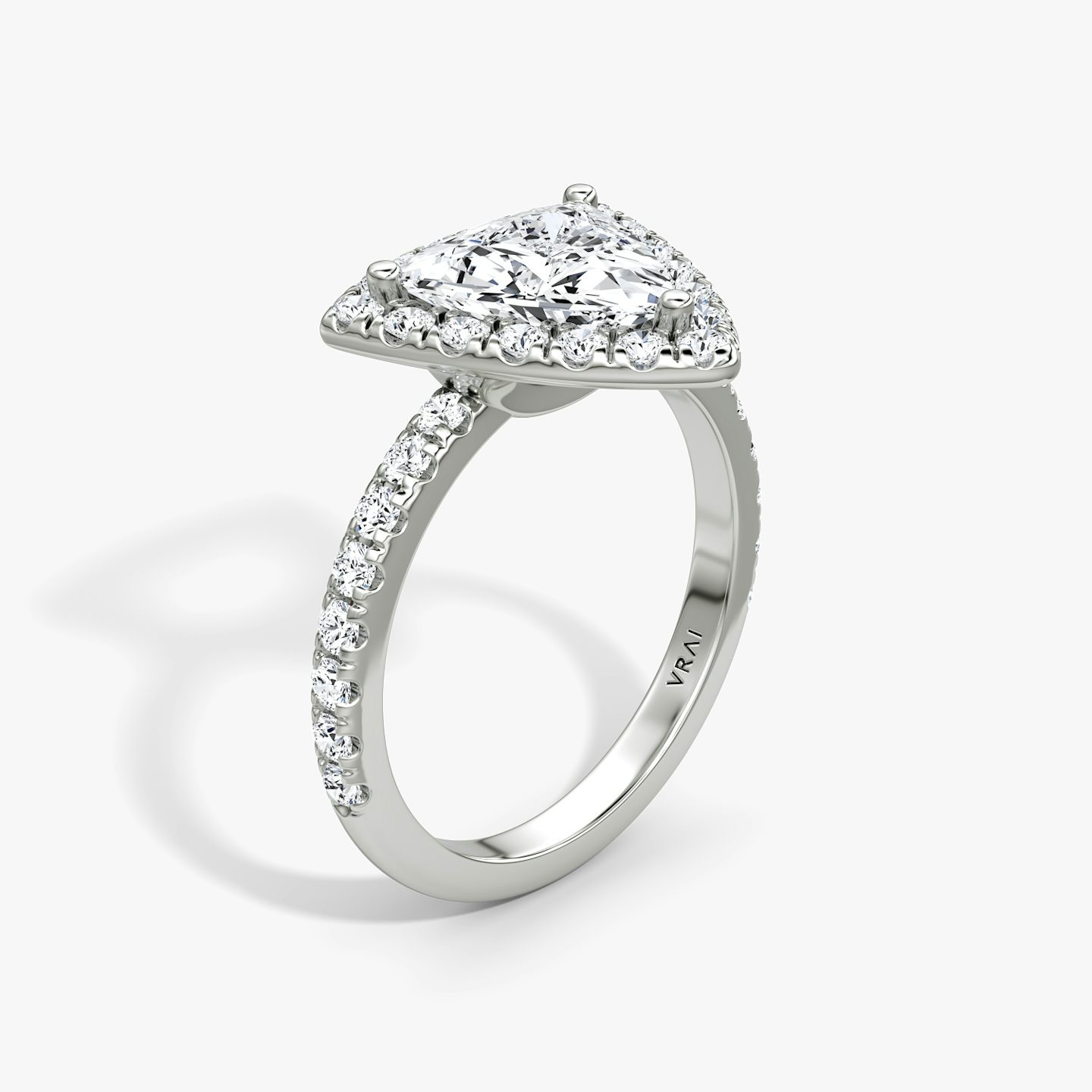 The Halo | Trillion | 18k | 18k White Gold | Halo: Large | Band: Pavé | Diamond orientation: vertical | Carat weight: See full inventory