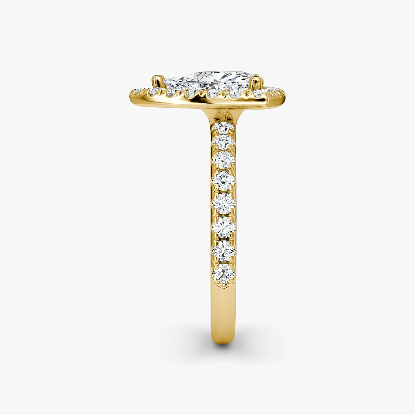 The Halo | Trillion | 18k | 18k Yellow Gold | Halo: Large | Band: Pavé | Diamond orientation: vertical | Carat weight: See full inventory