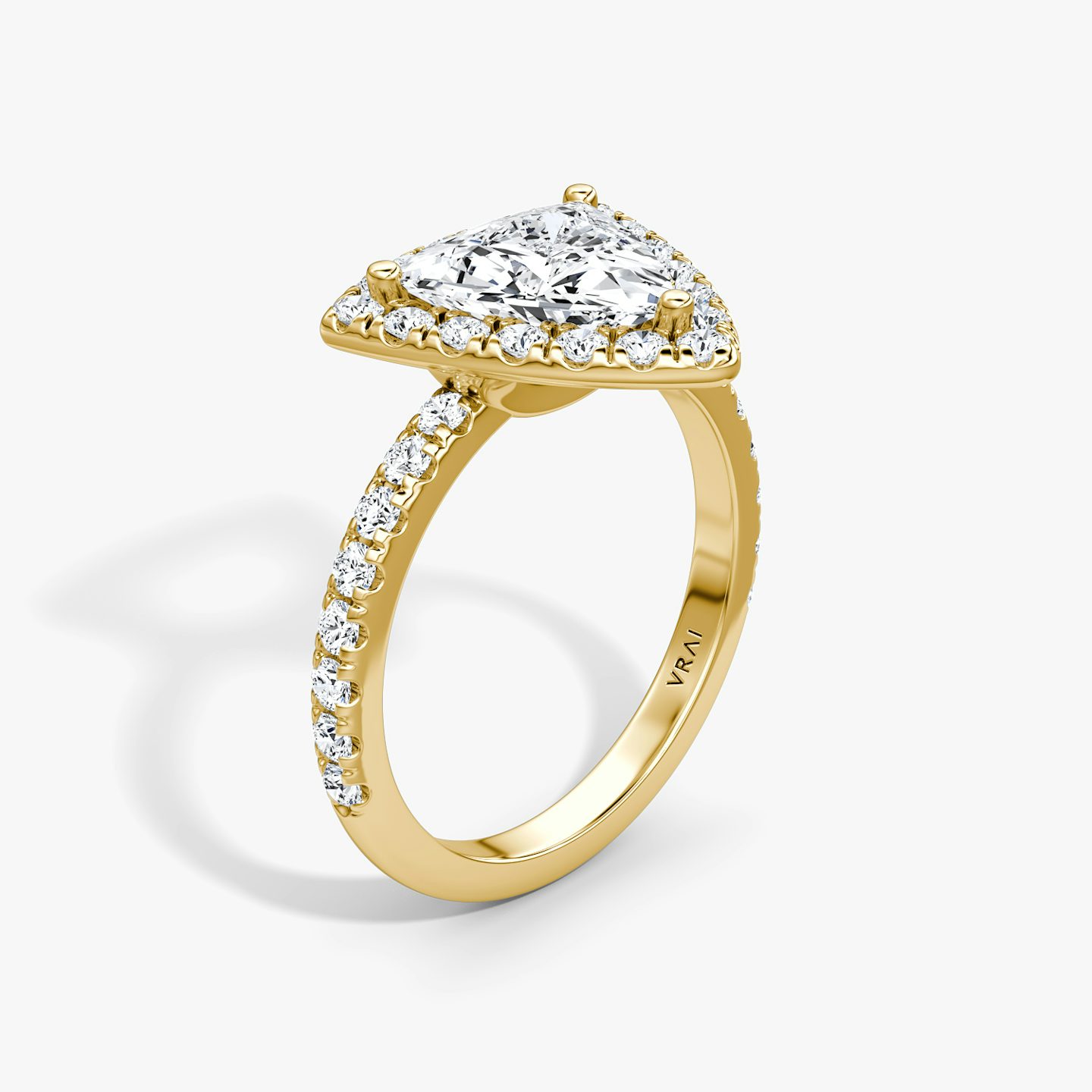 The Halo | Trillion | 18k | 18k Yellow Gold | Halo: Large | Band: Pavé | Diamond orientation: vertical | Carat weight: See full inventory