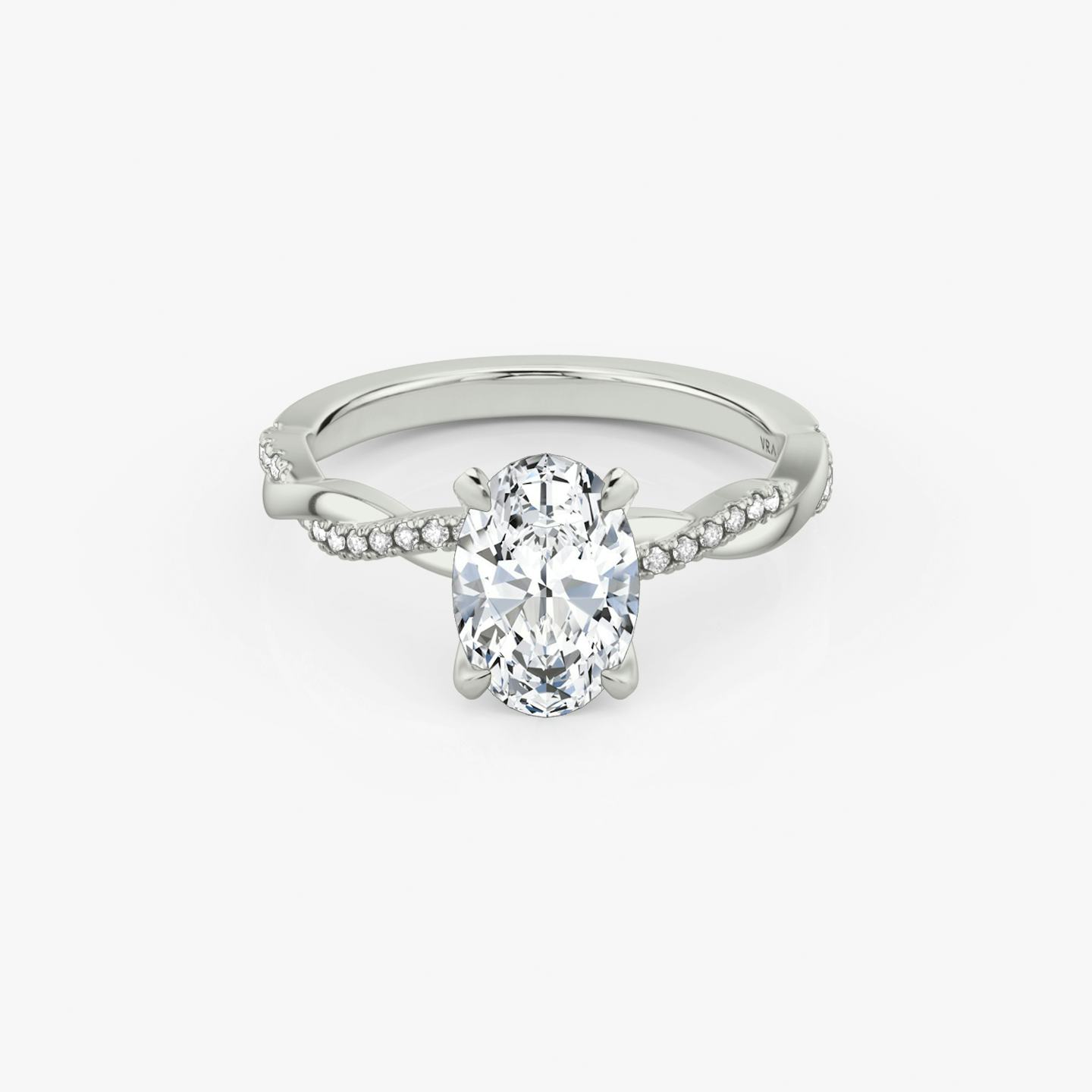 The Twisted Classic | Oval | Platinum | Band: Pavé | Diamond orientation: vertical | Carat weight: See full inventory