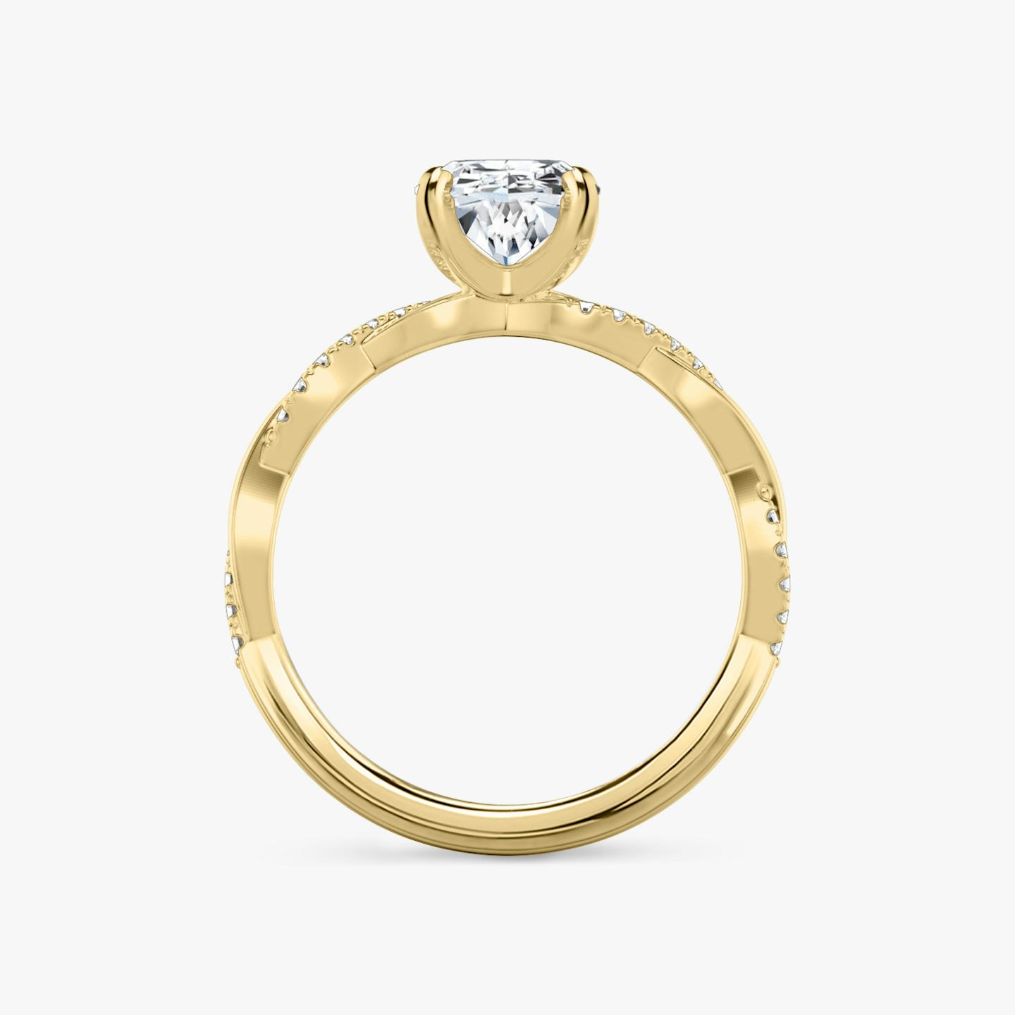 The Twisted Classic | Oval | 18k | 18k Yellow Gold | Band: Pavé | Diamond orientation: vertical | Carat weight: See full inventory