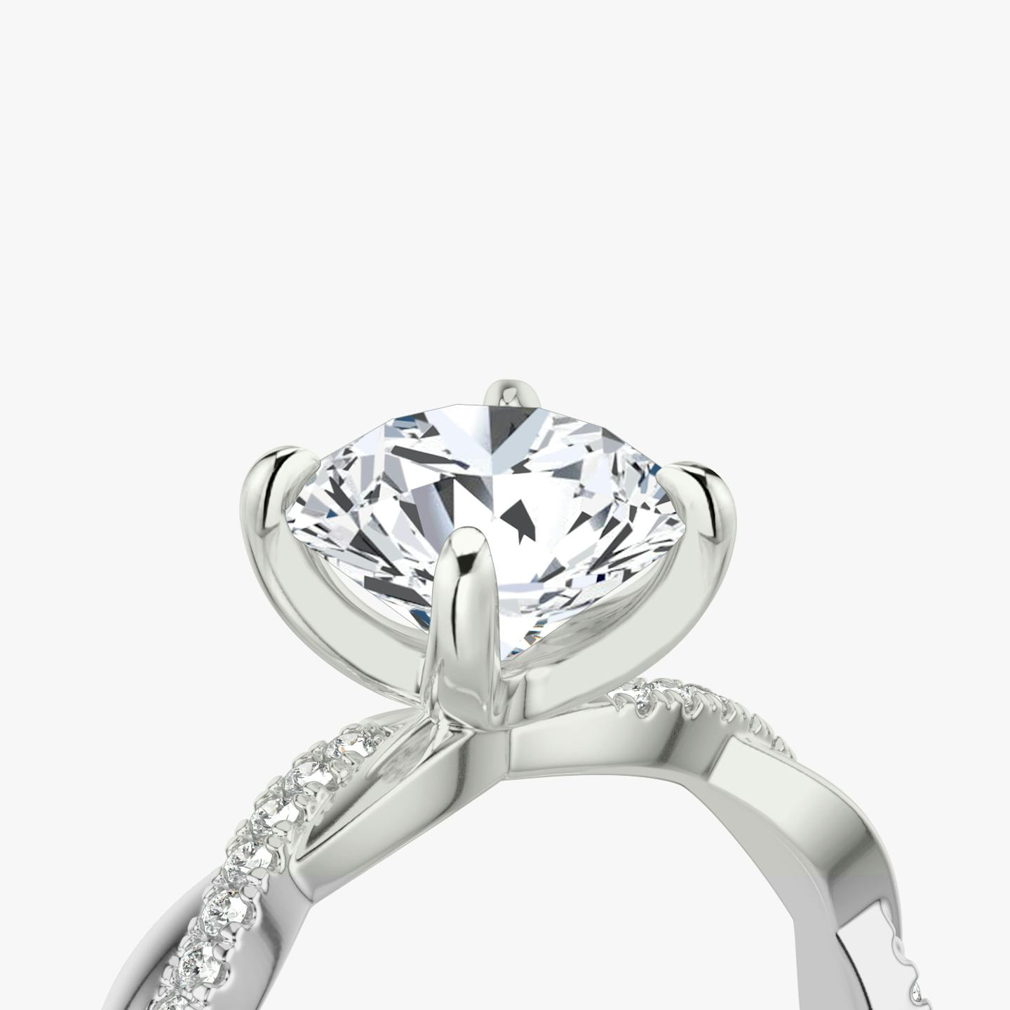 The Twisted Classic | Round Brilliant | 18k | 18k White Gold | Band: Pavé | Carat weight: 1 | Diamond orientation: vertical