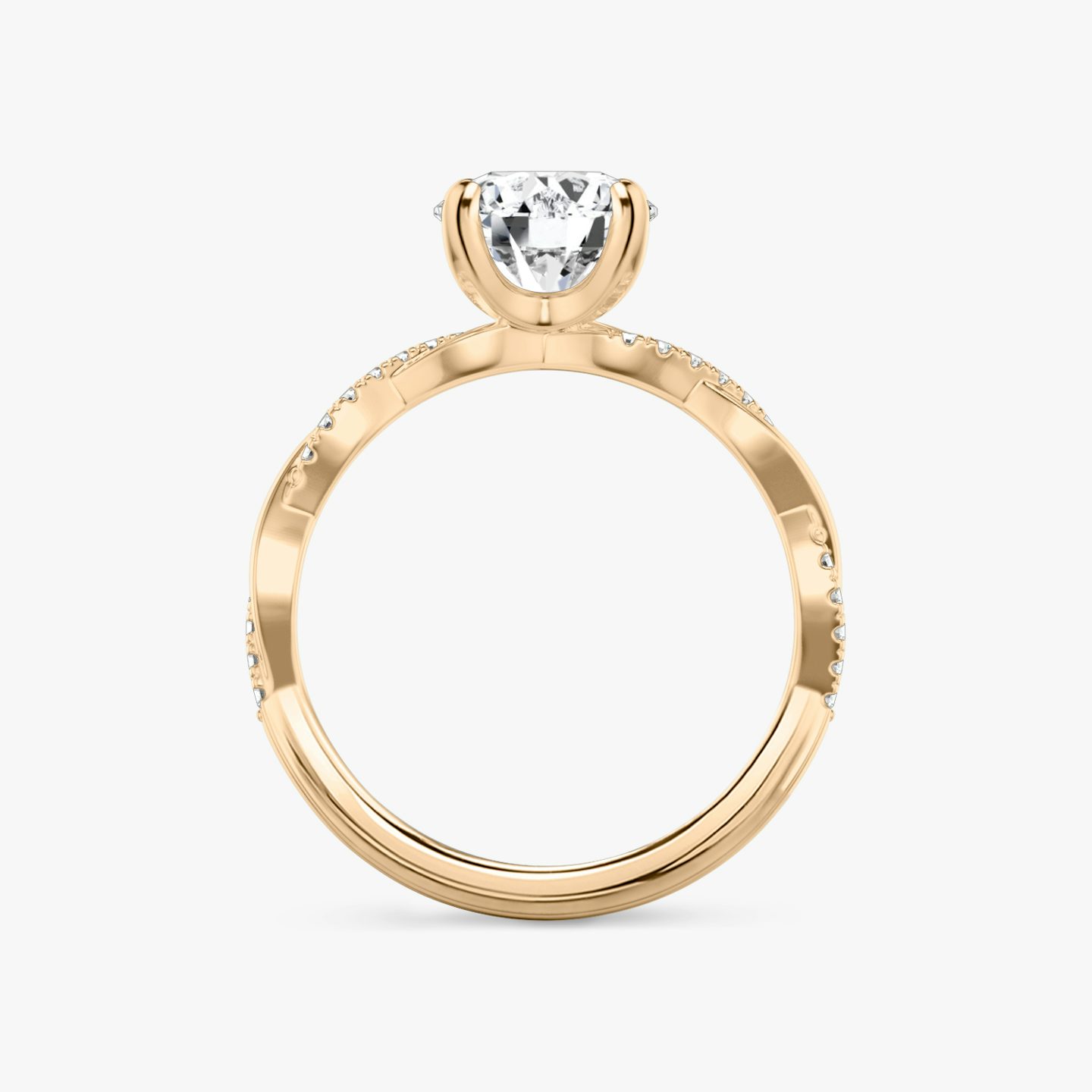 The Twisted Classic | Round Brilliant | 14k | 14k Rose Gold | Band: Pavé | Carat weight: See full inventory | Diamond orientation: vertical