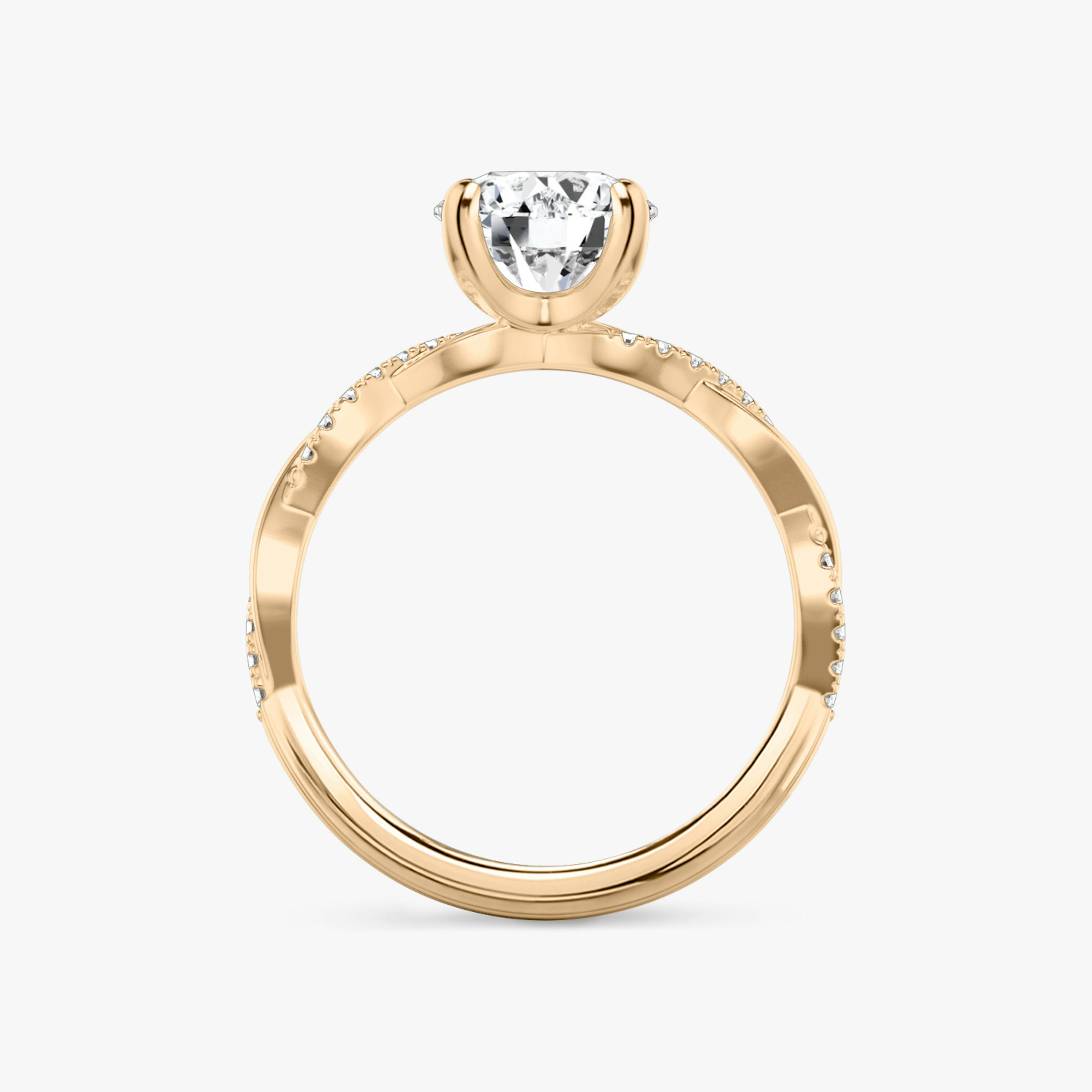 The Twisted Classic | Round Brilliant | 14k | 14k Rose Gold | Band: Pavé | Carat weight: 1 | Diamond orientation: vertical