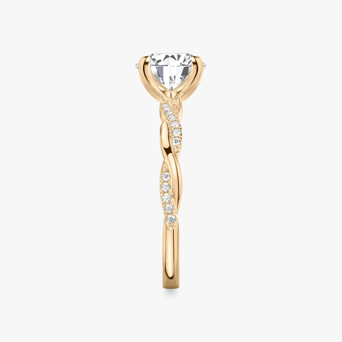 The Twisted Classic | Round Brilliant | 14k | 14k Rose Gold | Band: Pavé | Carat weight: 1 | Diamond orientation: vertical
