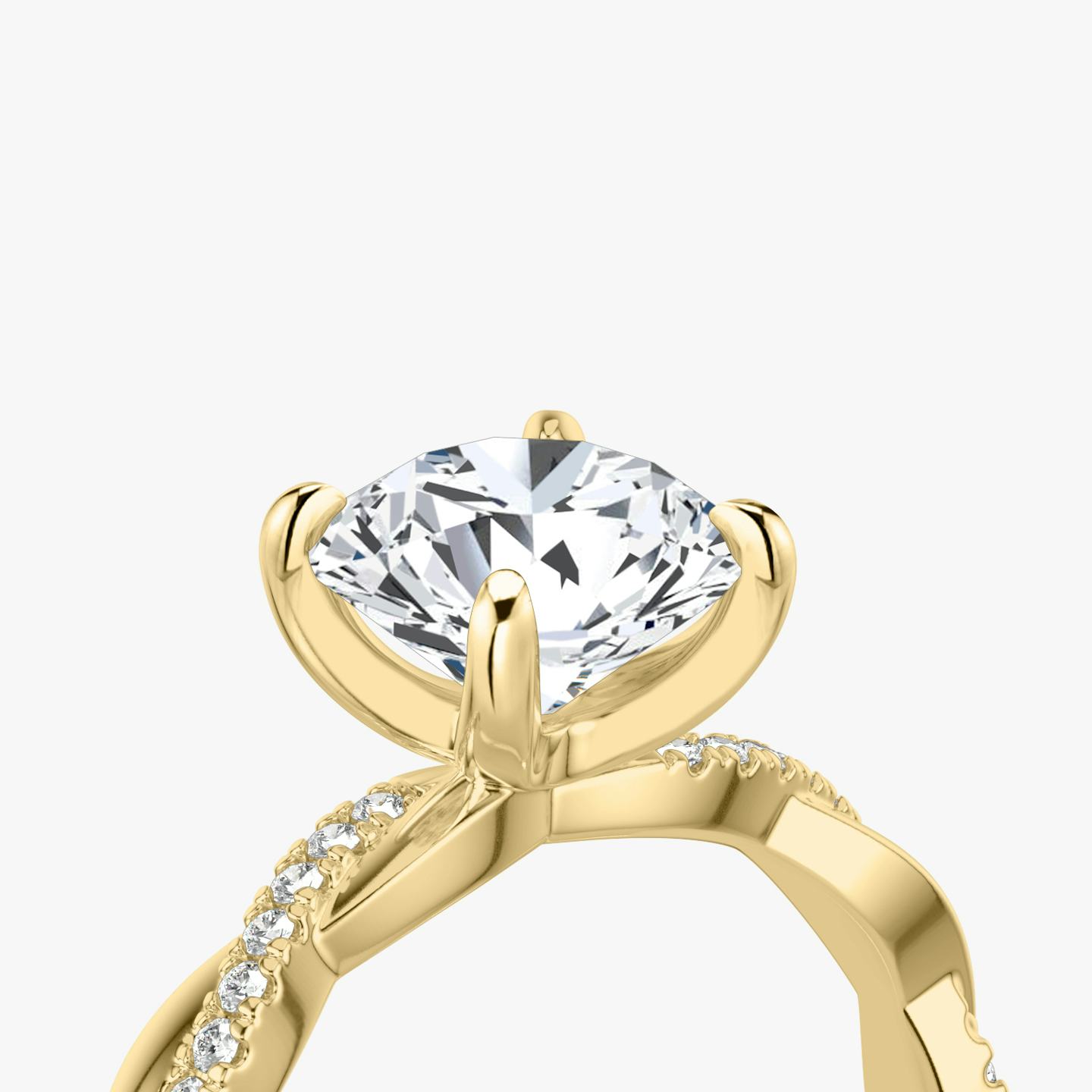 The Twisted Classic | Round Brilliant | 18k | 18k Yellow Gold | Band: Pavé | Carat weight: 2 | Diamond orientation: vertical