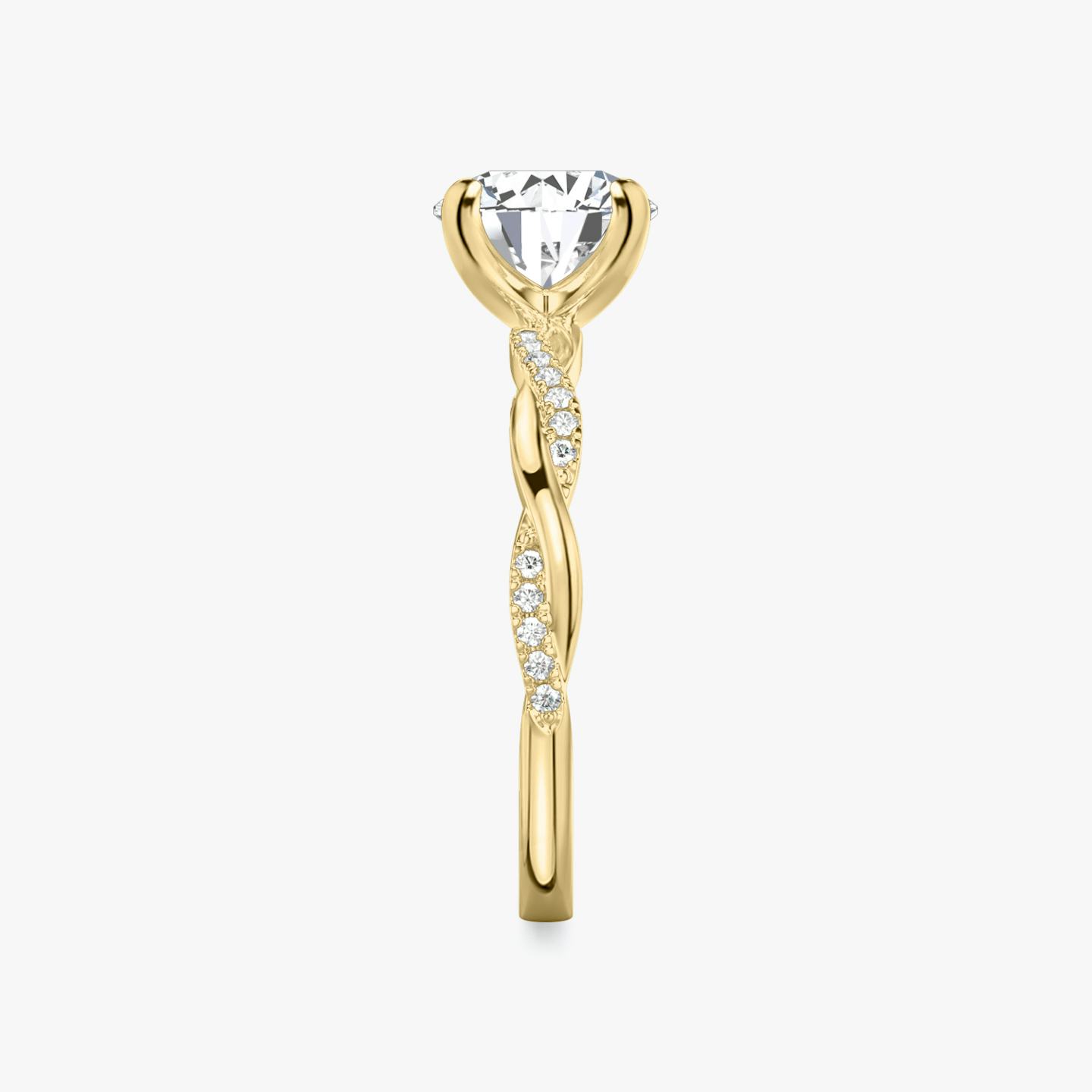The Twisted Classic | Round Brilliant | 18k | 18k Yellow Gold | Band: Pavé | Carat weight: 1½ | Diamond orientation: vertical