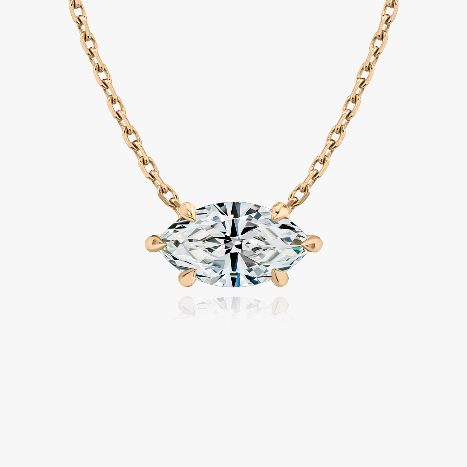 VRAI Solitaire Marquise Necklaces | 14k Rose Gold