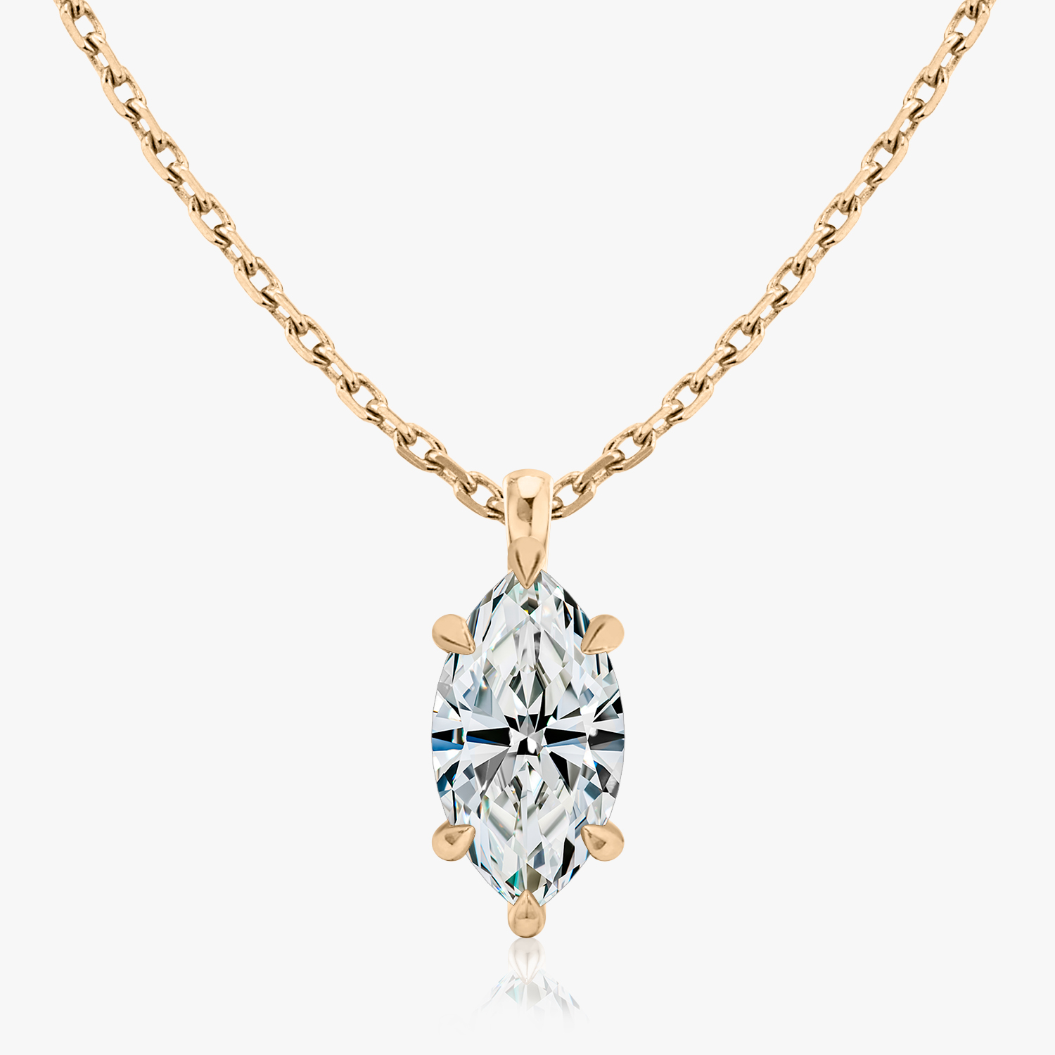 VRAI Solitaire Pendant Marquise Necklaces | 14k Rose Gold