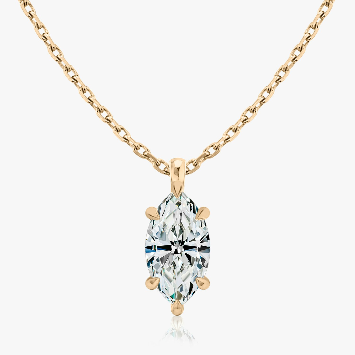 VRAI Solitaire Pendant Marquise Necklaces | 14k Rose Gold