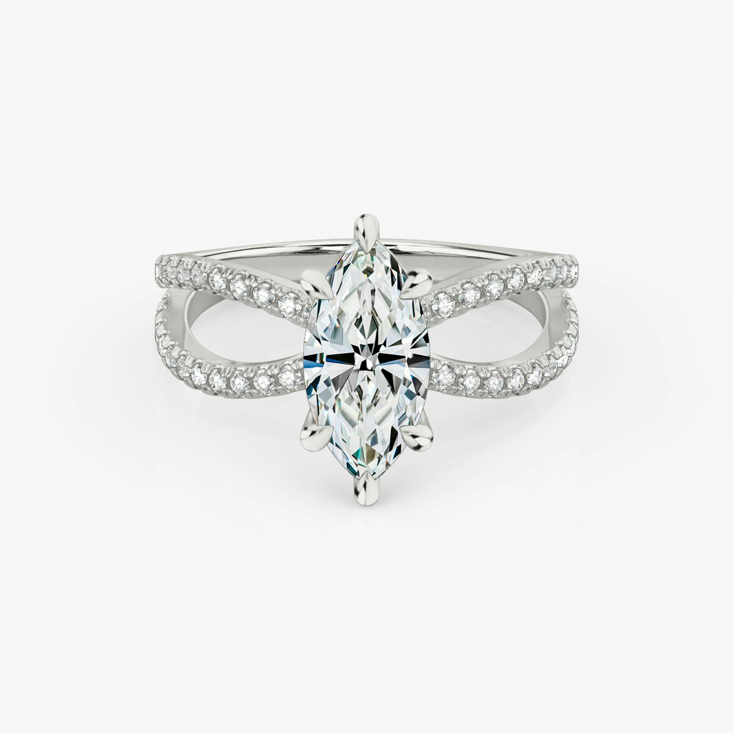 The Duet | Pavé Marquise | Platinum | Band: Double pavé | Diamond orientation: vertical | Carat weight: See full inventory