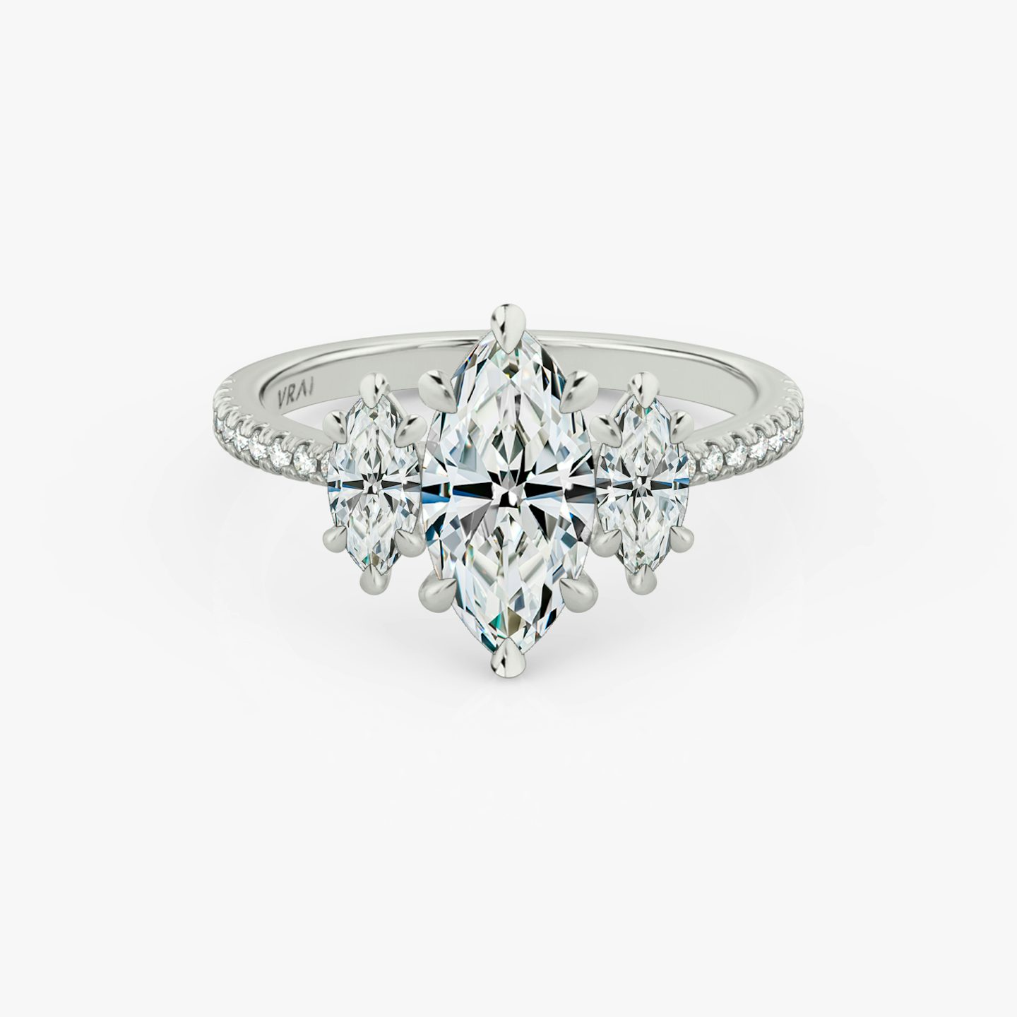 undefined | Pavé Marquise | Platinum | Band: Pavé | Side stone carat: 1/4 | Side stone shape: Pavé Marquise | Diamond orientation: vertical | Carat weight: See full inventory