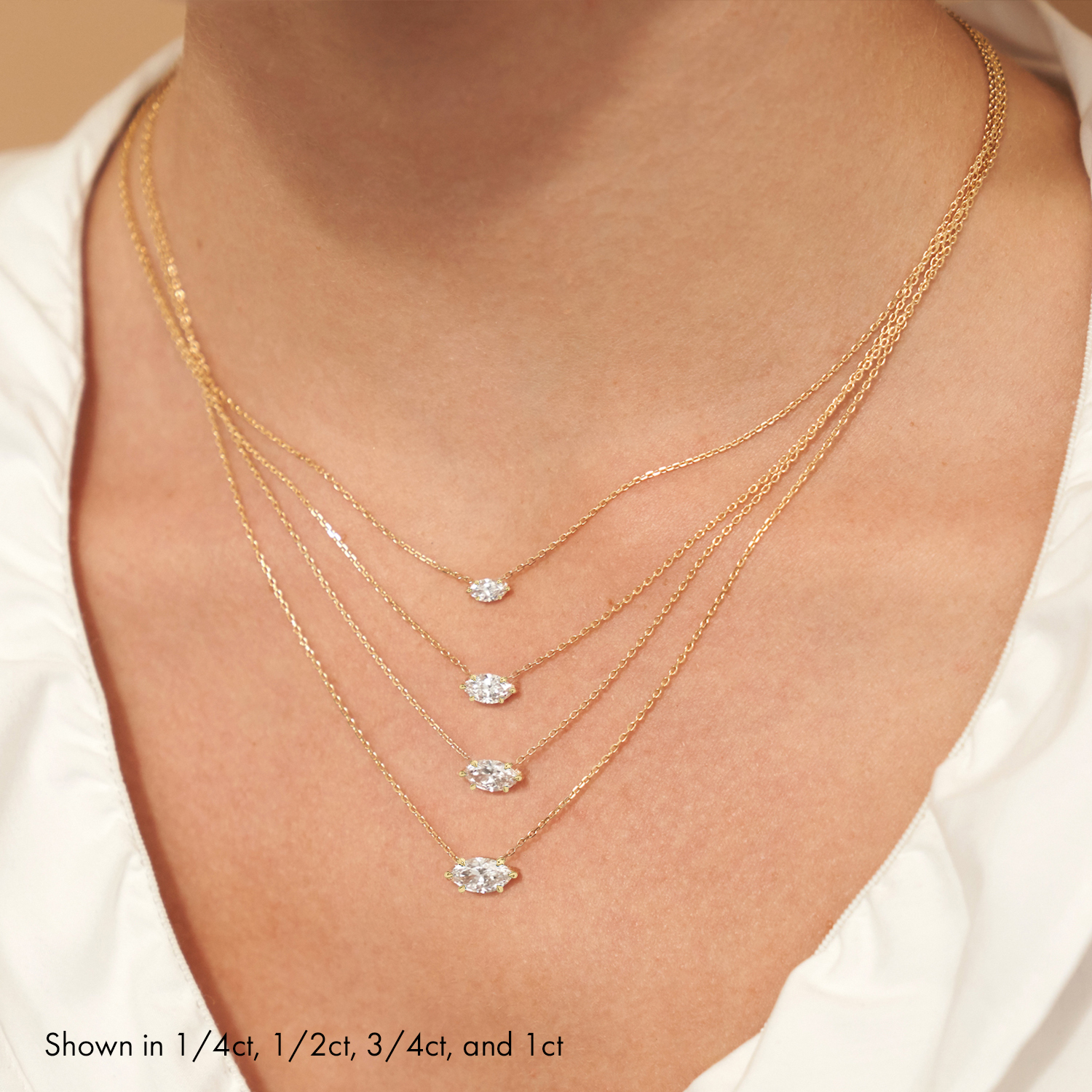 Five Stone Station Diamond Necklace – With Clarity