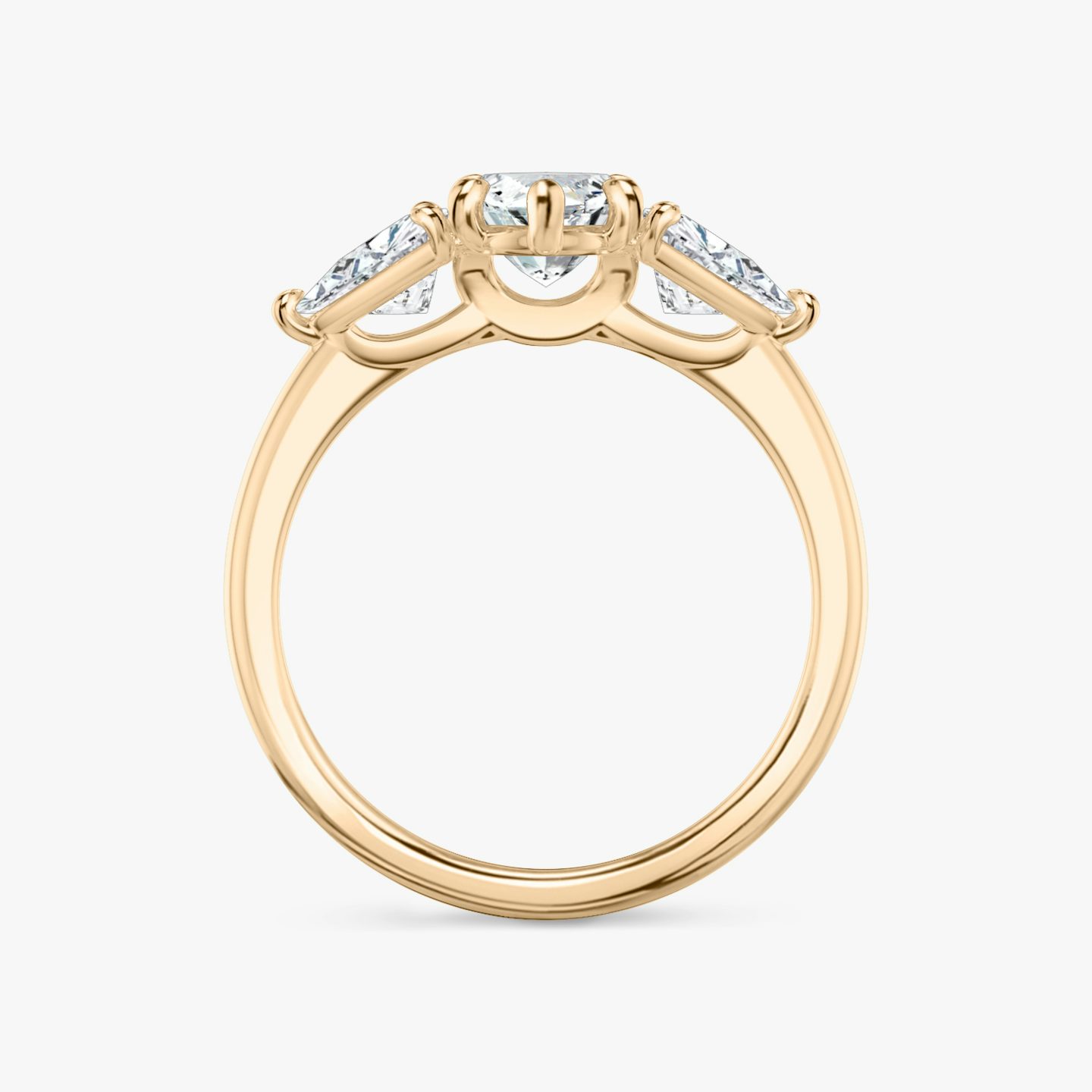 The Three Stone | Pavé Marquise | 14k | 14k Rose Gold | Band: Plain | Side stone carat: 1/2 | Side stone shape: Trillion | Diamond orientation: vertical | Carat weight: See full inventory