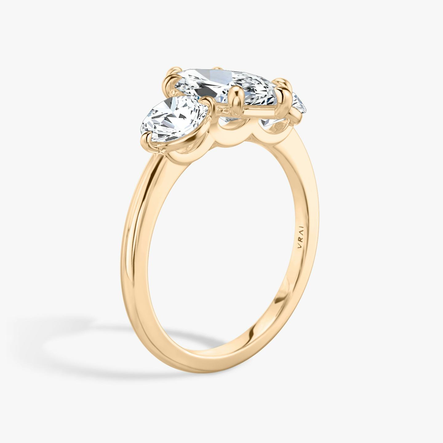 The Three Stone | Pavé Marquise | 14k | 14k Rose Gold | Band: Plain | Side stone carat: 1/2 | Side stone shape: Round Brilliant | Diamond orientation: vertical | Carat weight: See full inventory