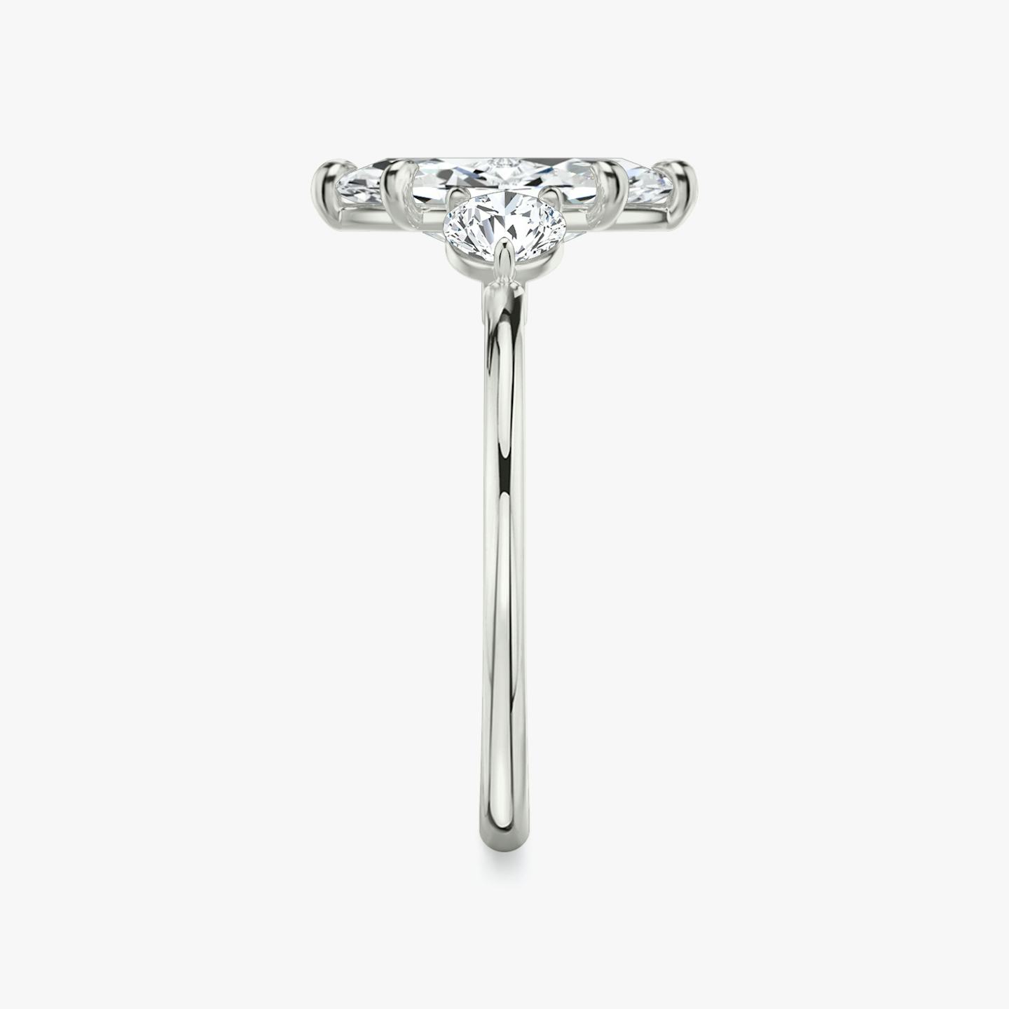 The Three Stone | Pavé Marquise | 18k | 18k White Gold | Band: Plain | Side stone carat: 1/4 | Side stone shape: Round Brilliant | Diamond orientation: vertical | Carat weight: See full inventory