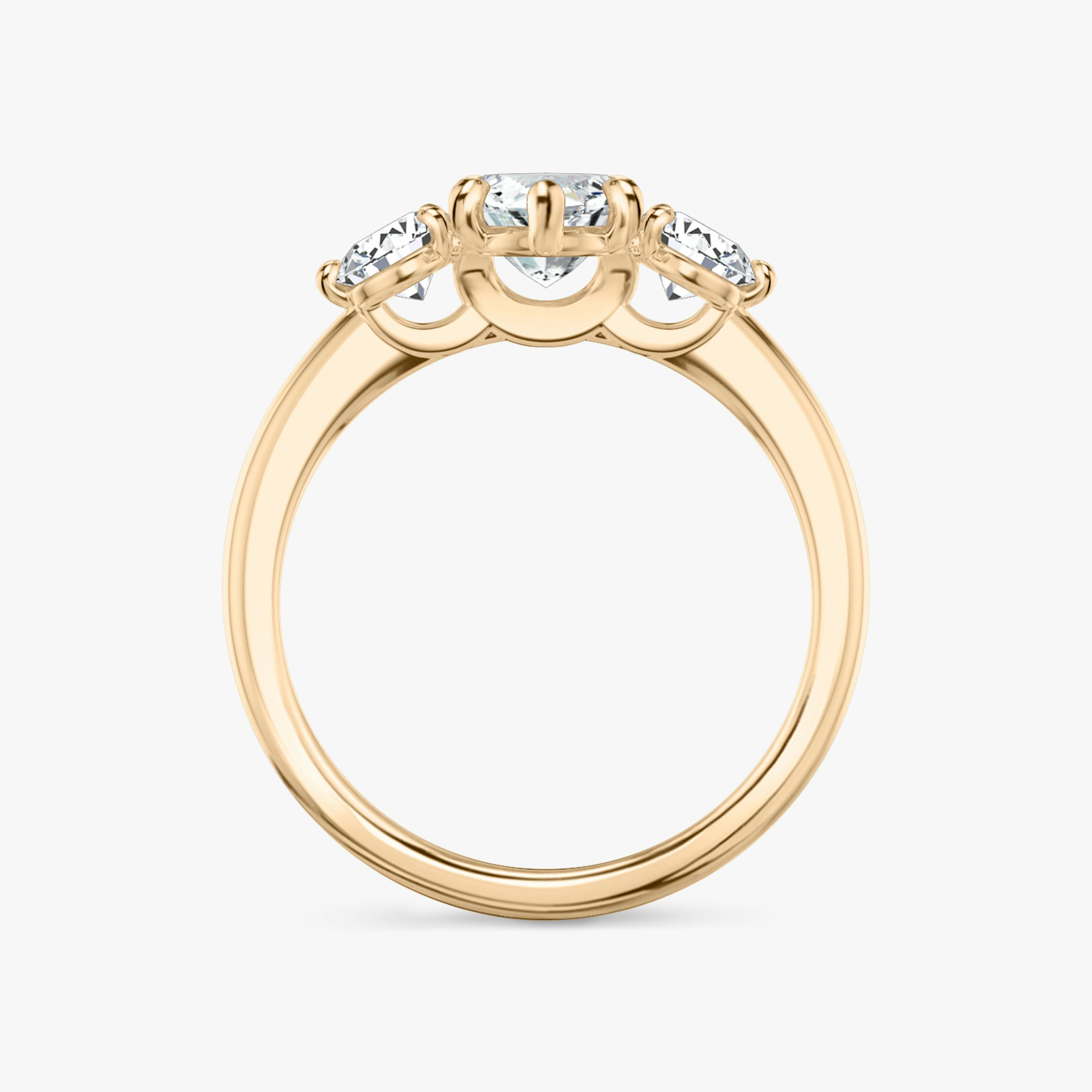 The Three Stone | Pavé Marquise | 14k | 14k Rose Gold | Band: Plain | Side stone carat: 1/4 | Side stone shape: Round Brilliant | Diamond orientation: vertical | Carat weight: See full inventory