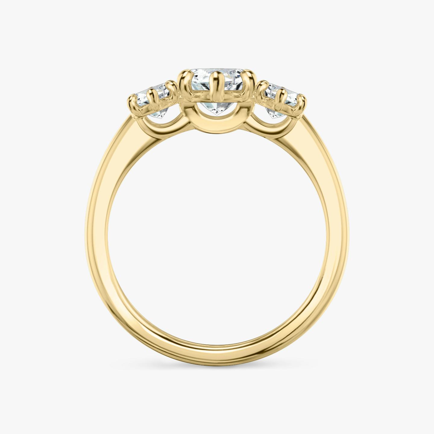 The Three Stone | Pavé Marquise | 18k | 18k Yellow Gold | Band: Plain | Side stone carat: 1/2 | Side stone shape: Pavé Marquise | Diamond orientation: vertical | Carat weight: See full inventory