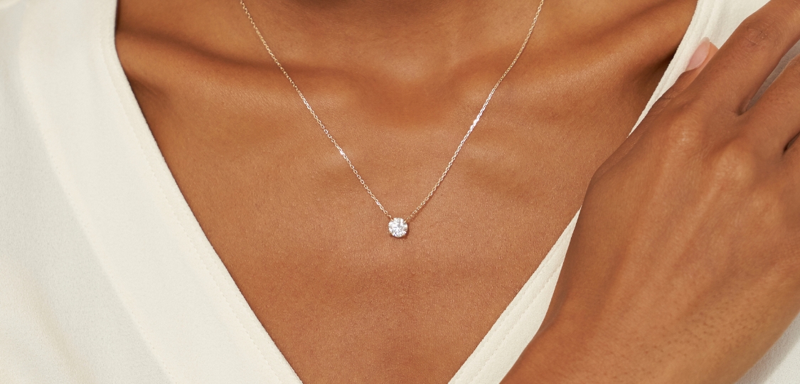 Buy Latest American Diamond Solitaire Pendant Necklace