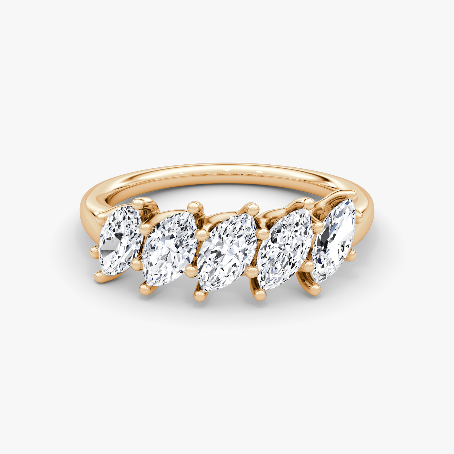 VRAI The Five Stone Bands Marquise Wedding Bands | 14k Rose Gold