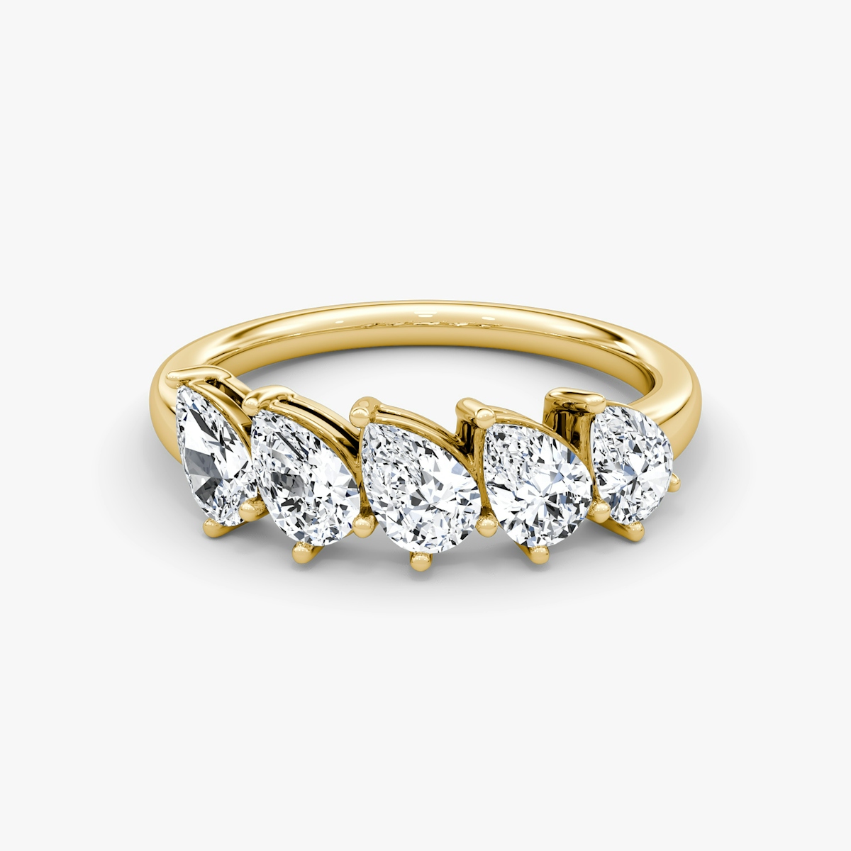 The Five Stone Band Pear Wedding Band in Yellow gold | VRAI