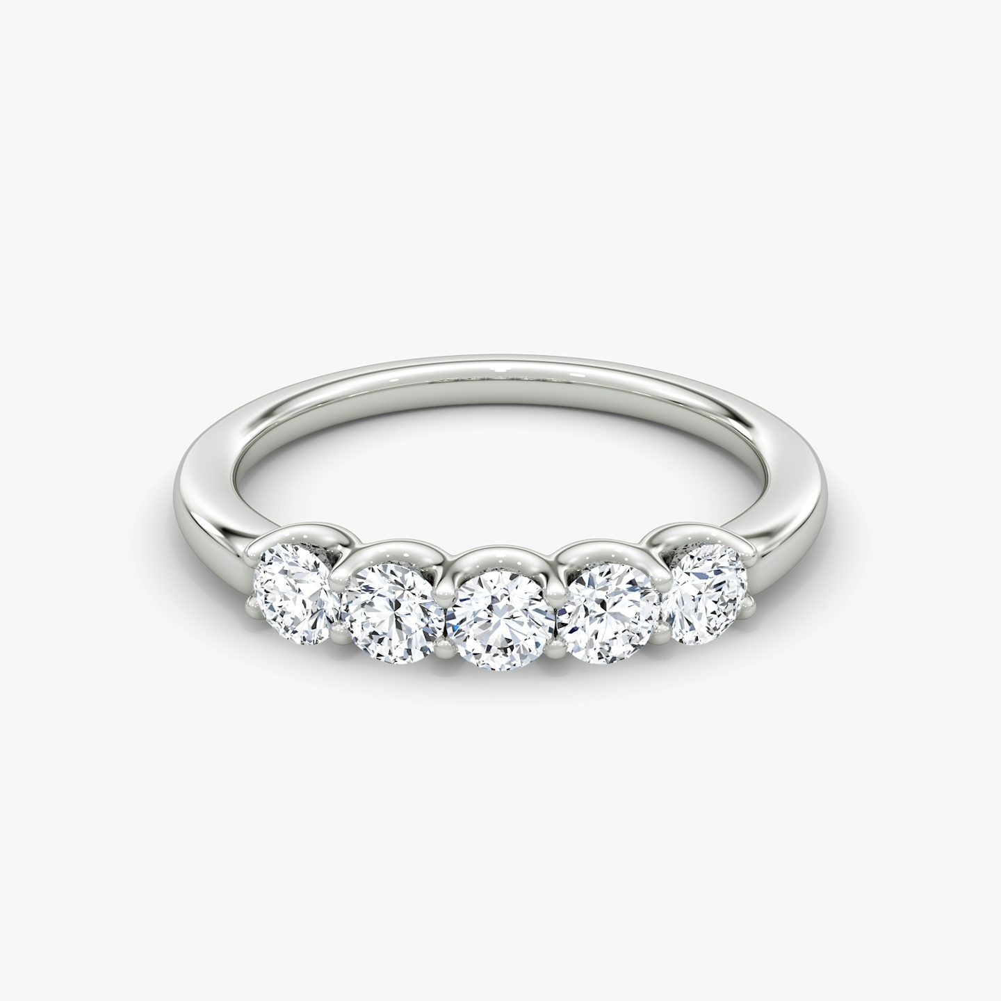 Alliance Five Stone | Rond Brillant | 18k | Or blanc 18 carats | Largeur de l'anneau: Petit | Version: Petite