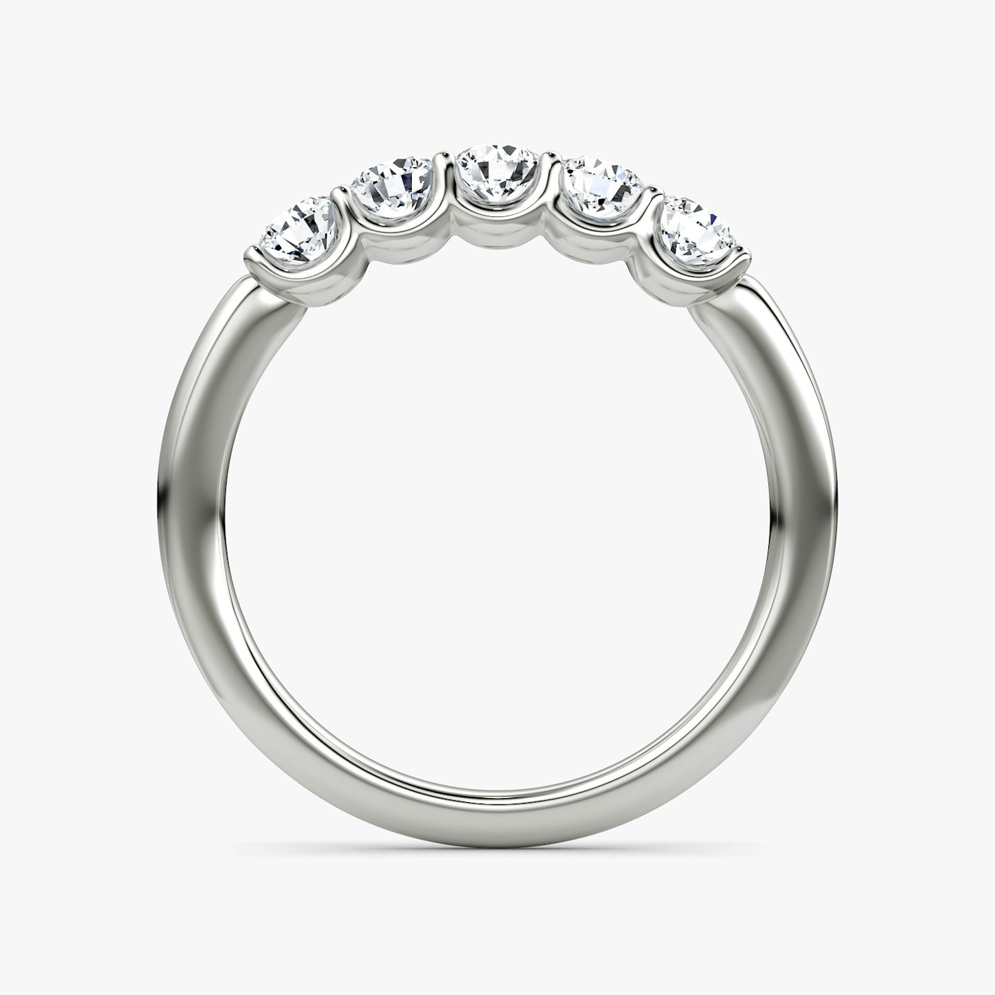 Alliance Five Stone | Rond Brillant | 18k | Or blanc 18 carats | Largeur de l'anneau: Petit | Version: Petite