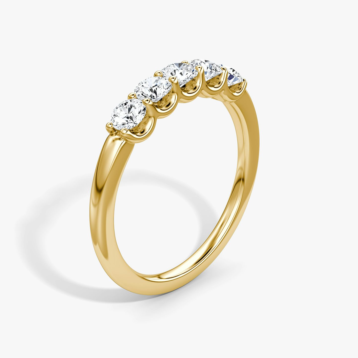Alliance Five Stone | Rond Brillant | 18k | Or jaune 18 carats | Largeur de l'anneau: Petit | Version: Petite
