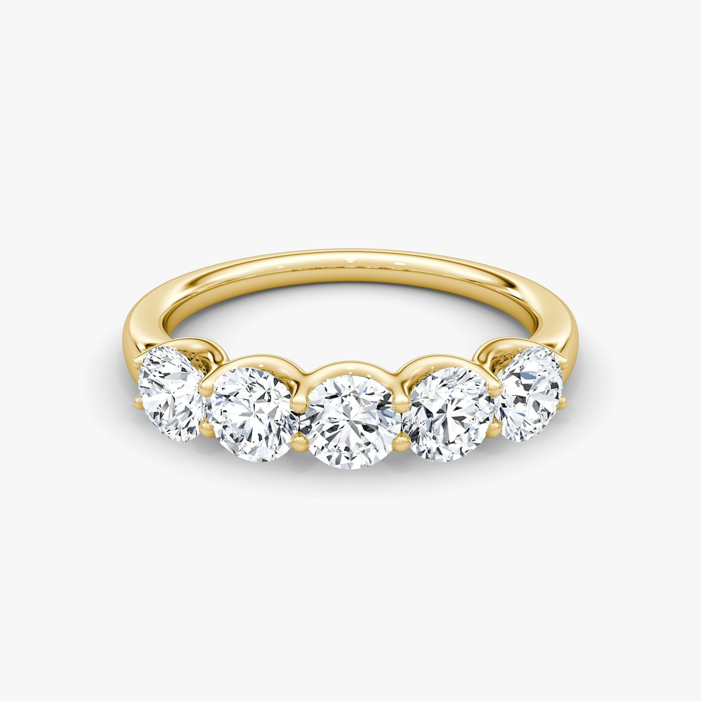 Alliance Five Stone | Rond Brillant | 18k | Or jaune 18 carats | Largeur de l'anneau: Grand