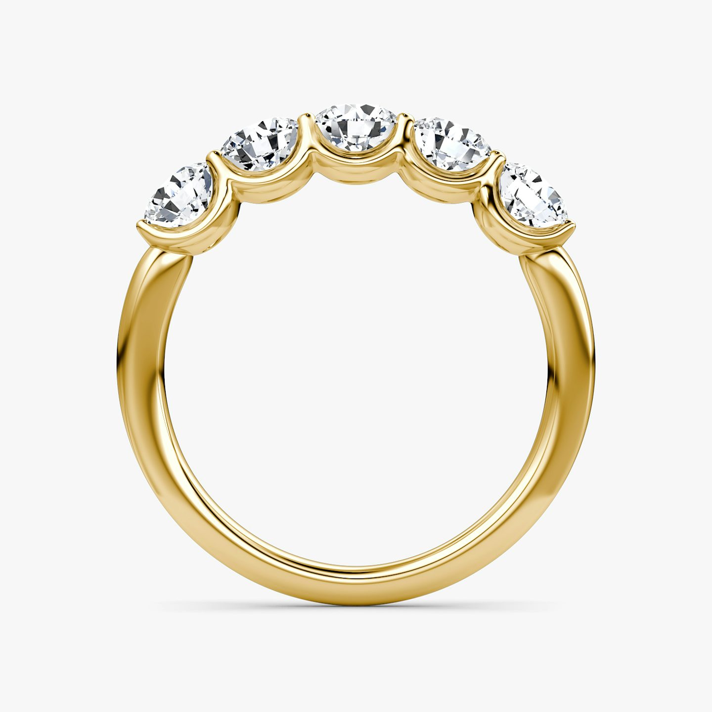 Alliance Five Stone | Rond Brillant | 18k | Or jaune 18 carats | Largeur de l'anneau: Grand