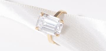 large emerald cut VRAI created diamond engagement ring
