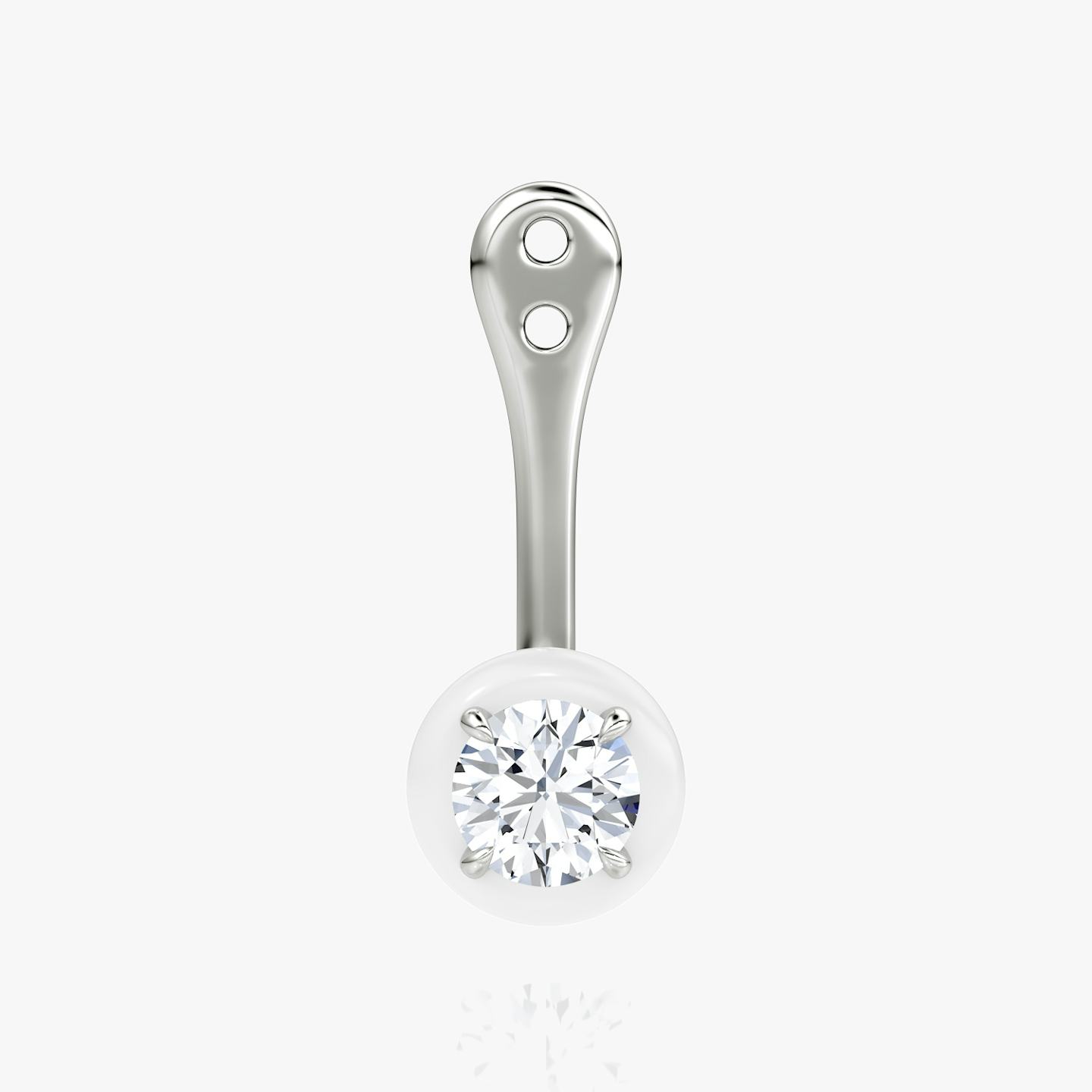 Aura Solitaire Ear Jacket | Round Brilliant | Sterling Silver | Ceramic color: White