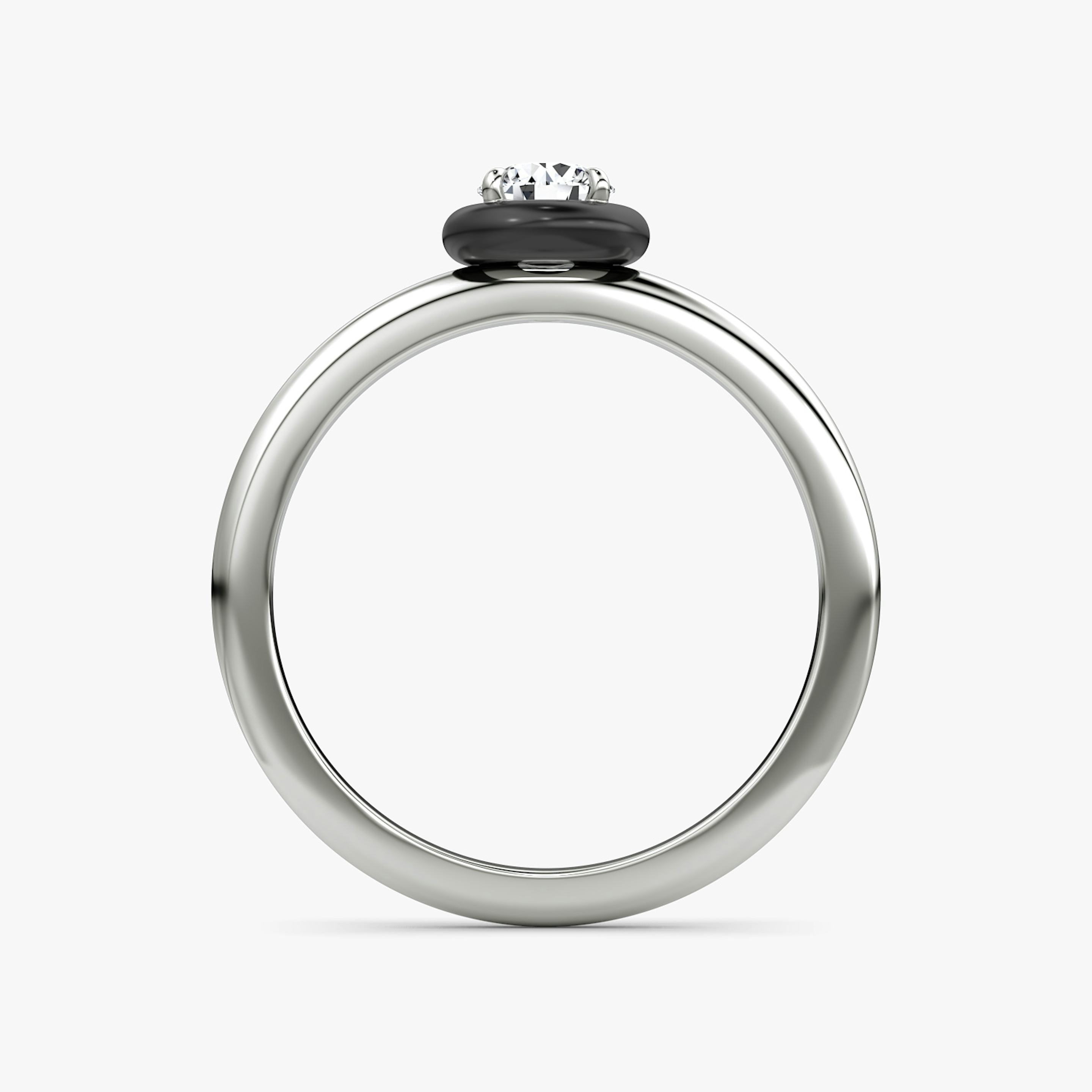 Aura Solitär Ring | Rund | Sterling Silber | Keramikfarbe: Schwarz