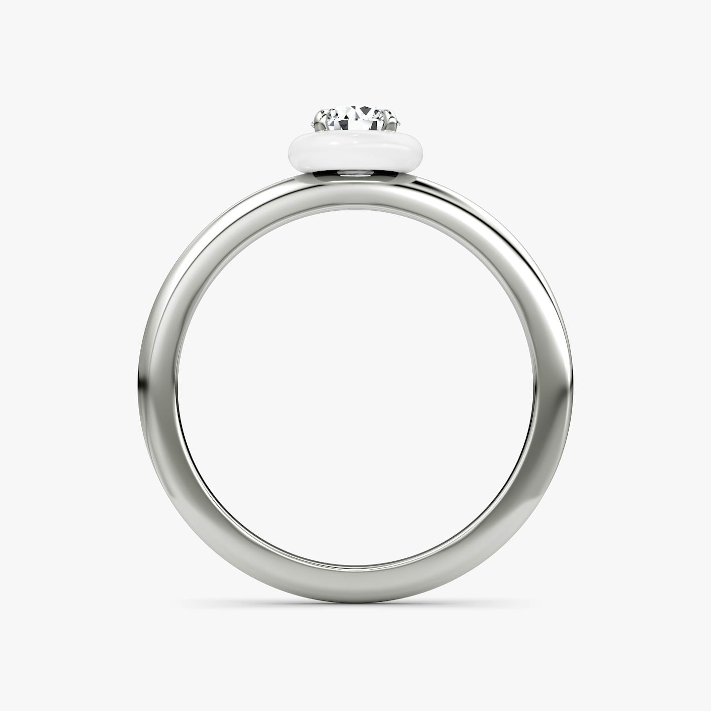 Aura Solitaire Ring | Round Brilliant | Sterling Silver | Ceramic color: White