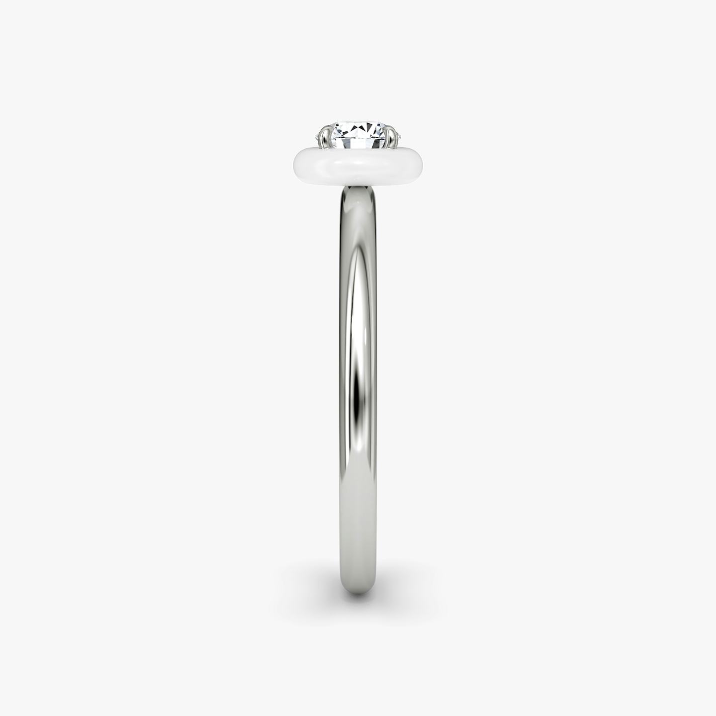 Aura Solitär Ring | Rund | Sterling Silber | Keramikfarbe:  Weiß