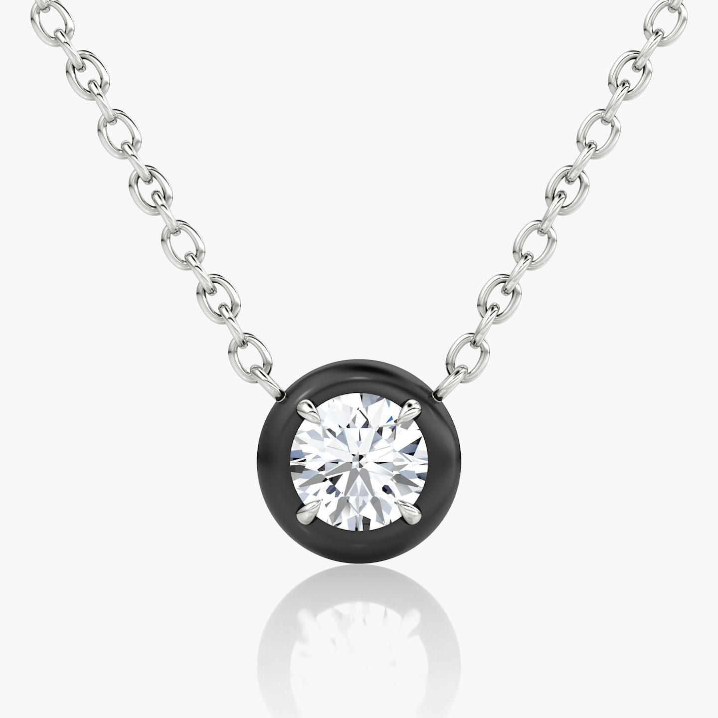 Aura Solitaire Necklace | Round Brilliant | Sterling Silver | Chain length: 16-18 | Ceramic color: Black