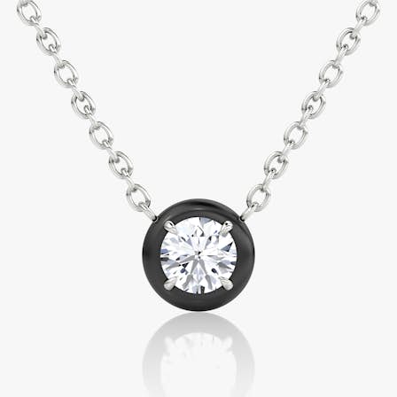 Solitaire silver ceramic necklace