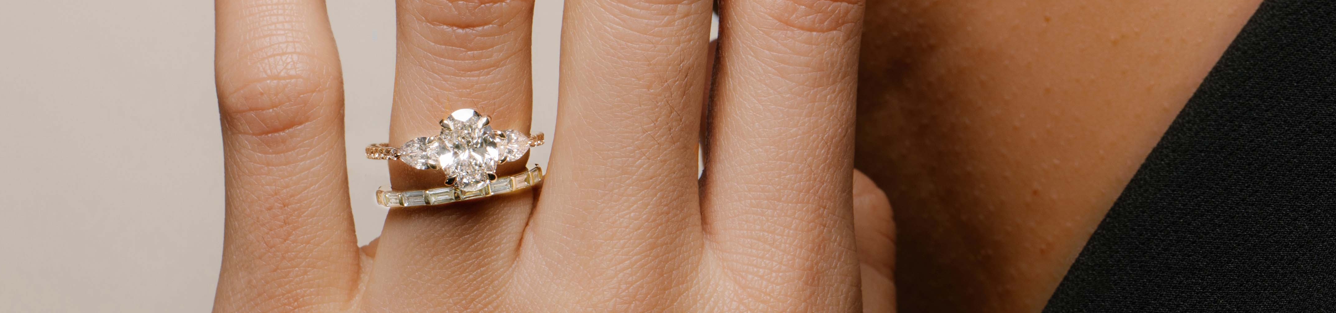 How to Pair a Three Stone Engagement Ring with a Wedding Band VRAI