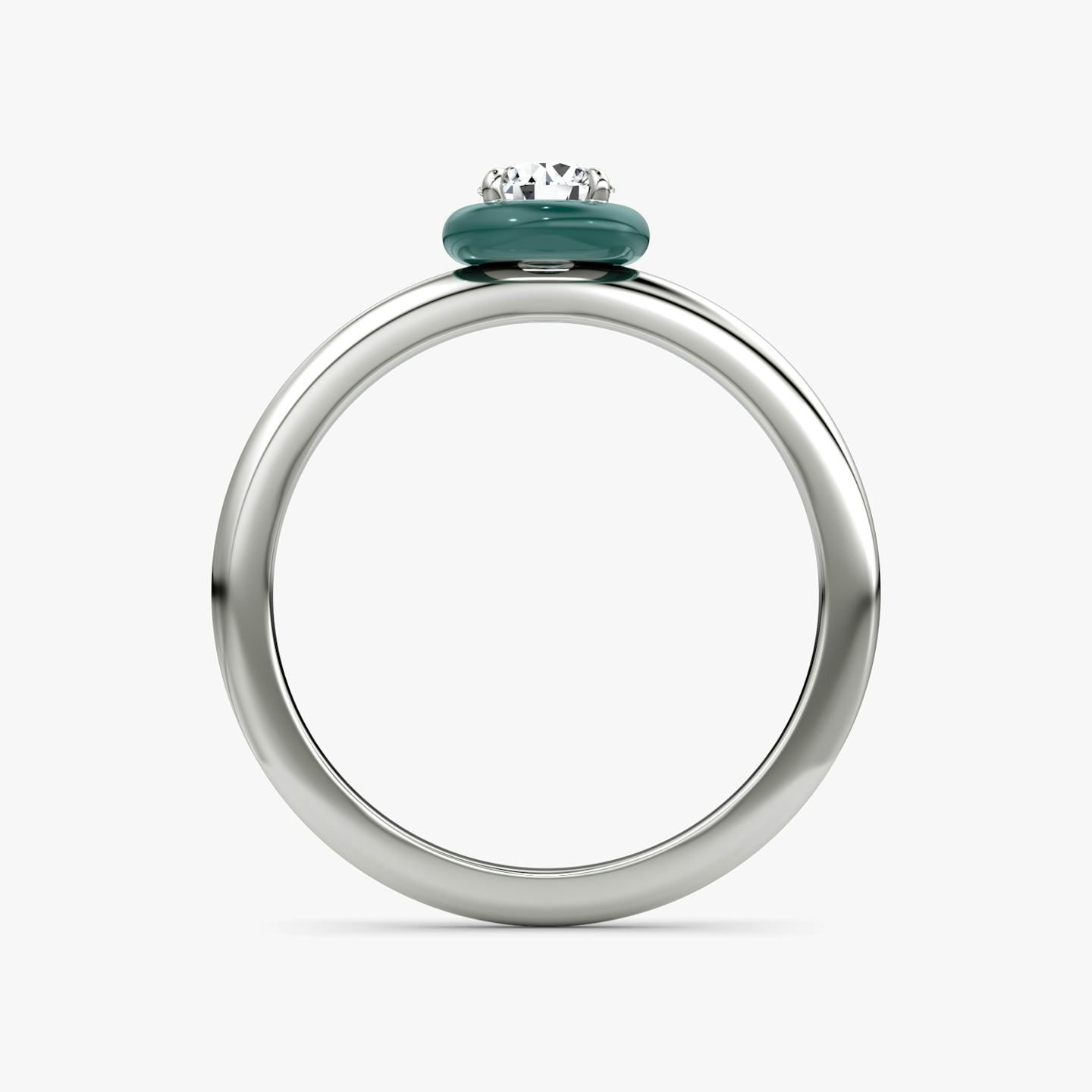 Aura Solitaire Ring | Round Brilliant | Sterling Silver | Ceramic color: Dark green