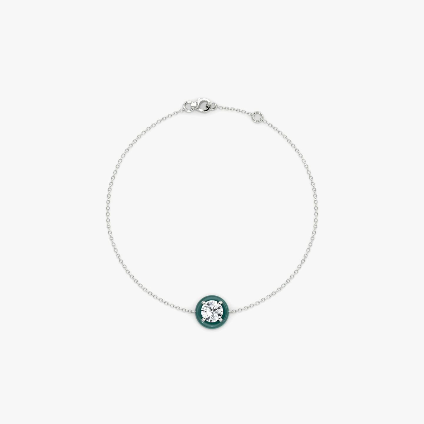 Aura Solitaire Bracelet | Sterling Silver | Chain length: 6.5-7 | Ceramic color: Dark green