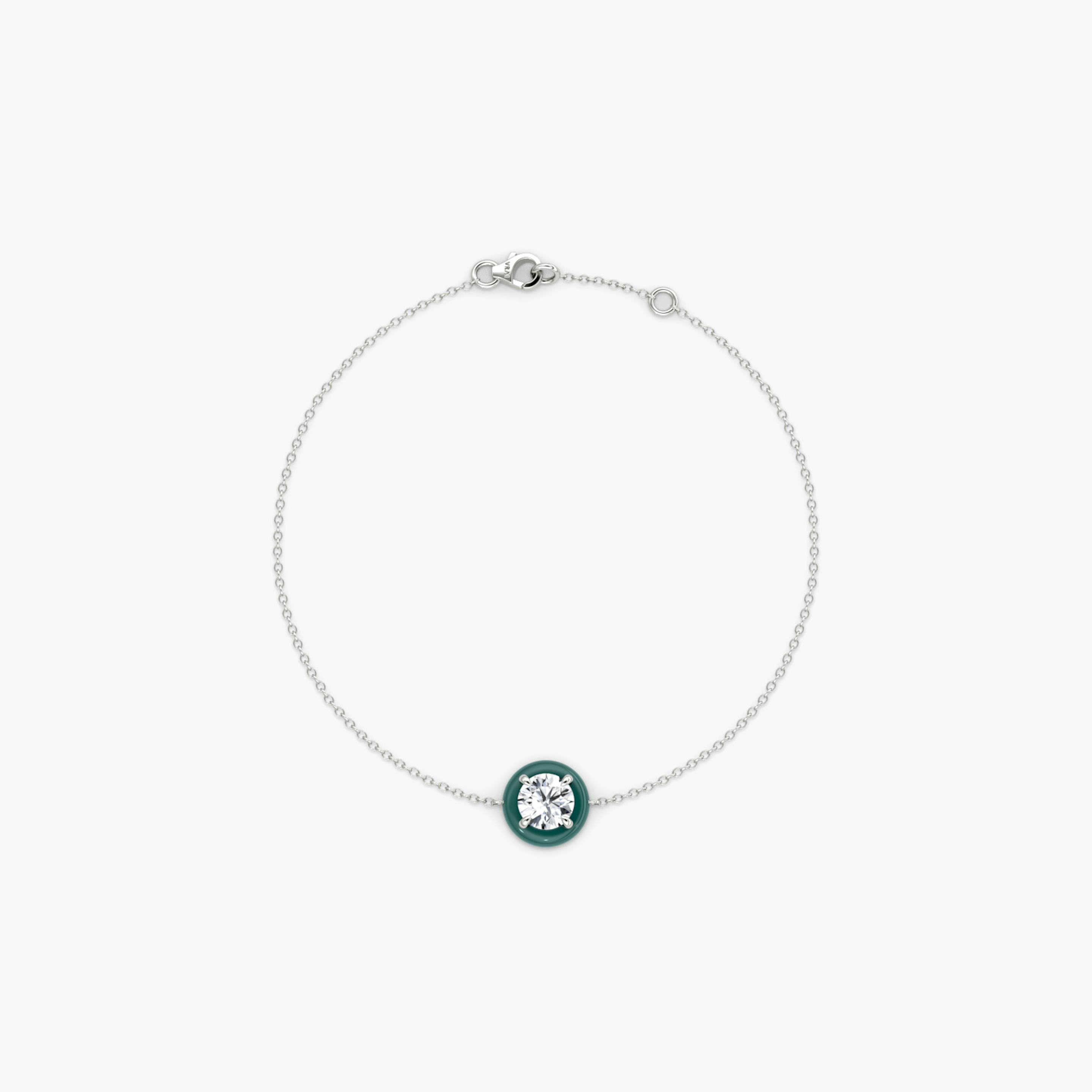 Aura Solitaire Bracelet | Sterling Silver | Chain length: 6.5-7 | Ceramic color: Dark green